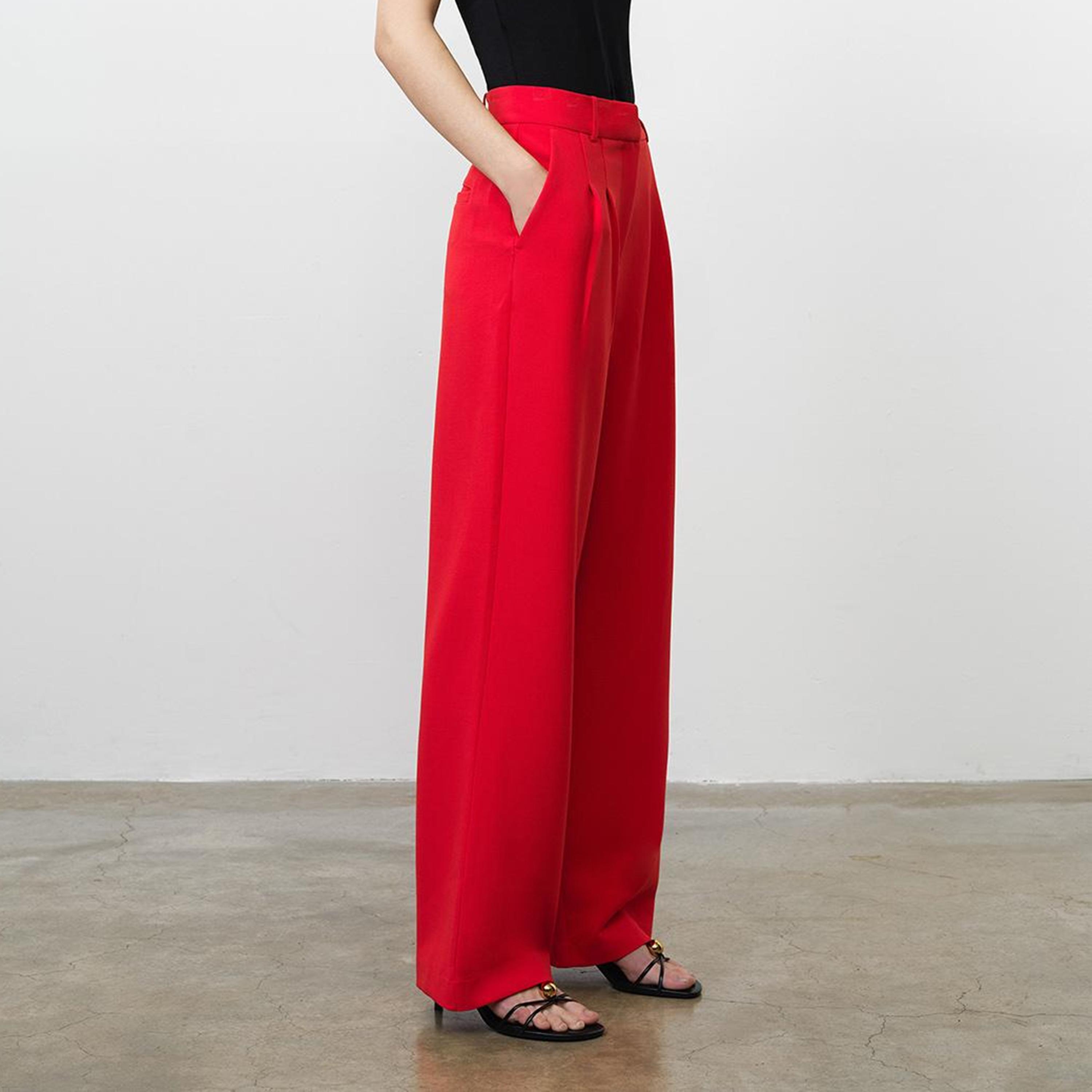 French Connection Red Zip Fly Straight Women's Trousers-women-clothing-trousers-image-4