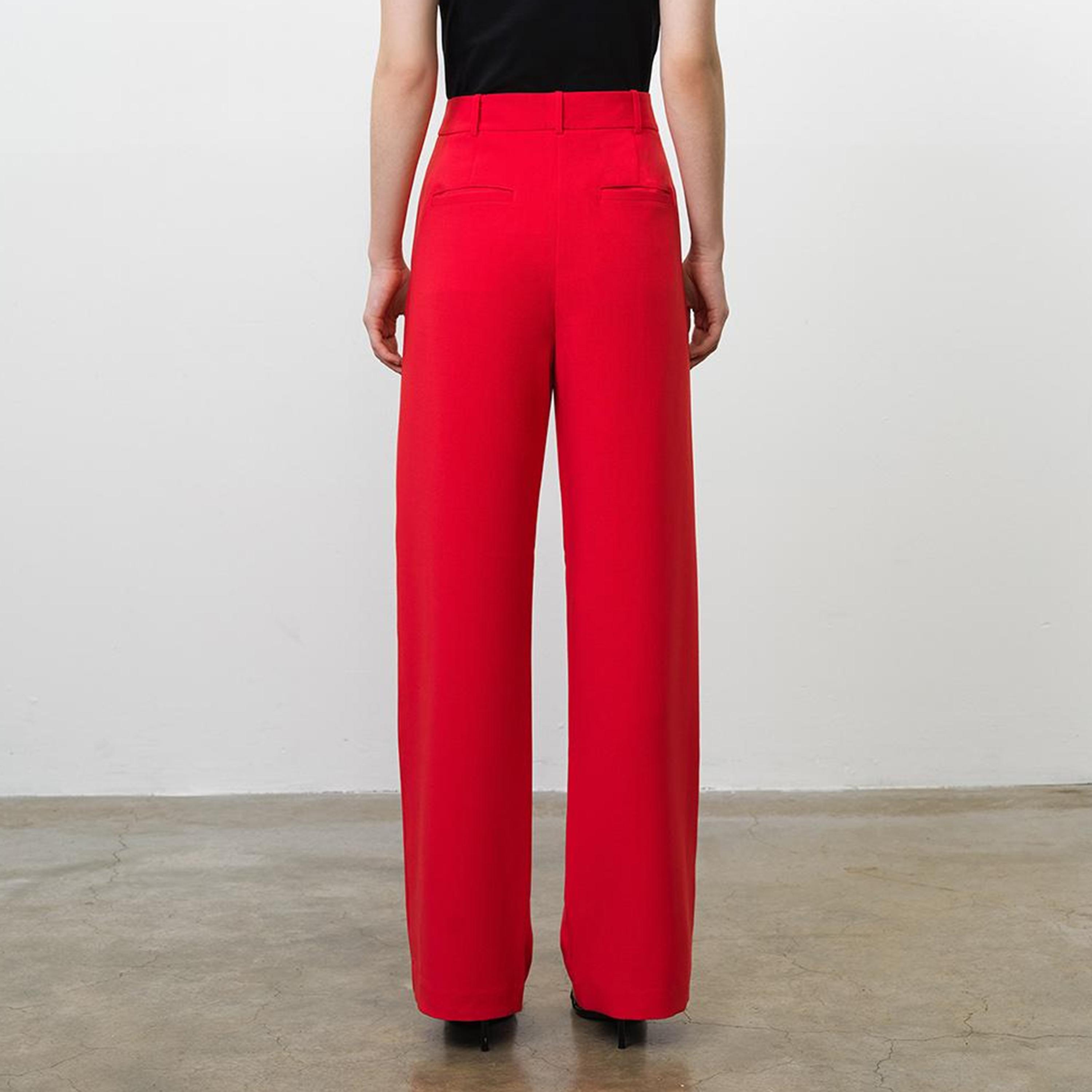 French Connection Red Zip Fly Straight Women's Trousers-women-clothing-trousers-image-5