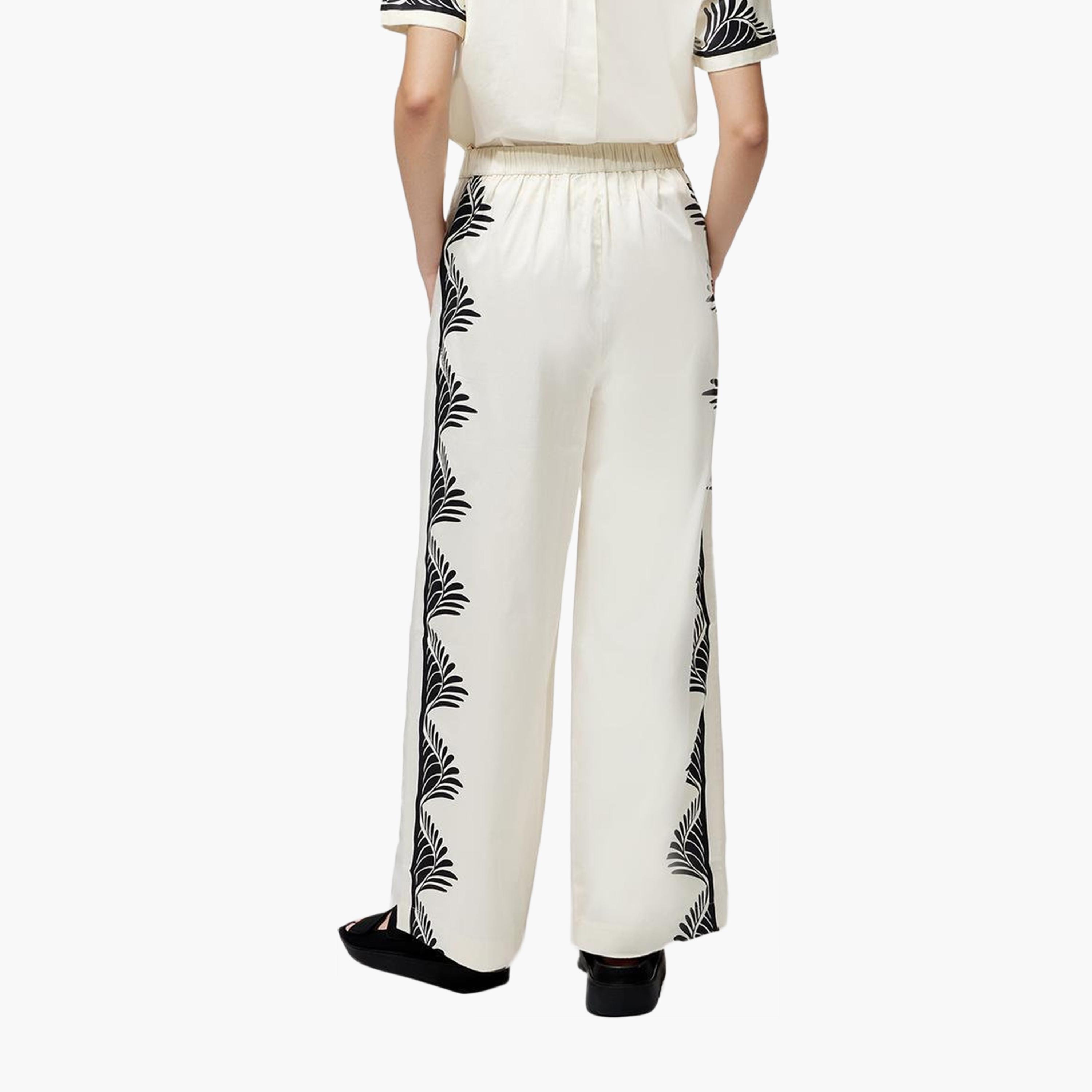 بنطلون نسائي أبيض مطبوع من القطن من فرينش كونيكشن-women-clothing-bottoms-trousers-image-3