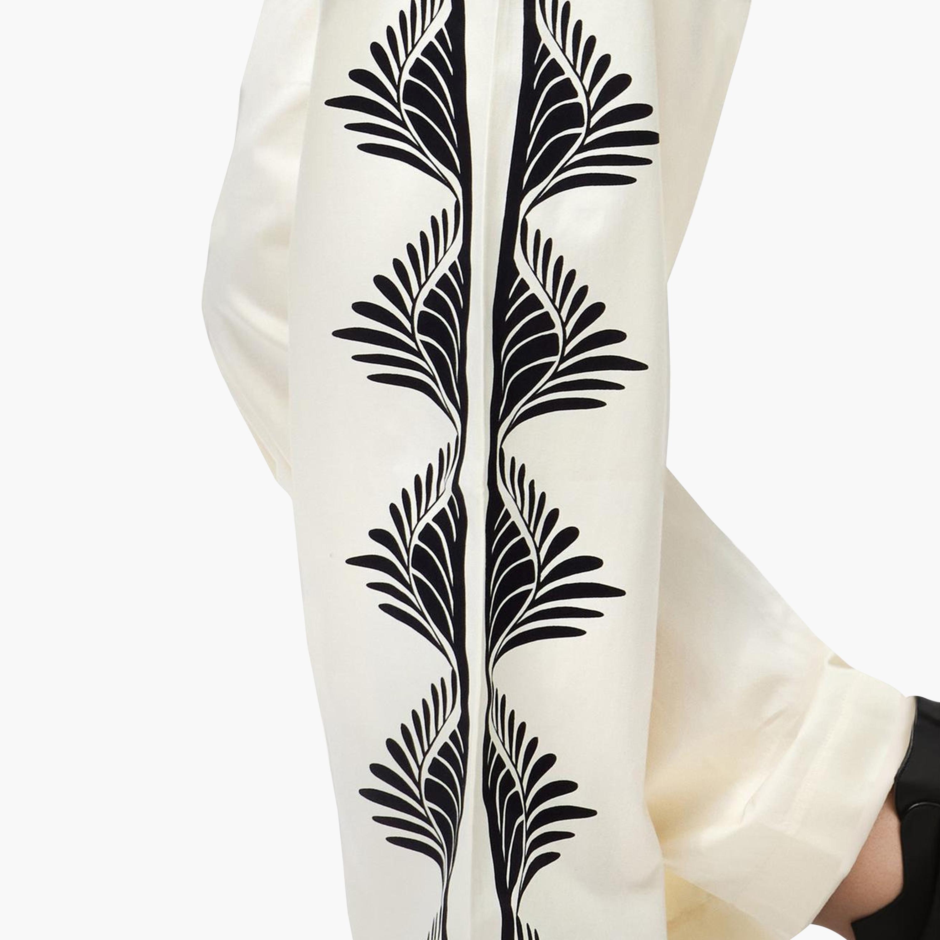 بنطلون نسائي أبيض مطبوع من القطن من فرينش كونيكشن-women-clothing-bottoms-trousers-image-4