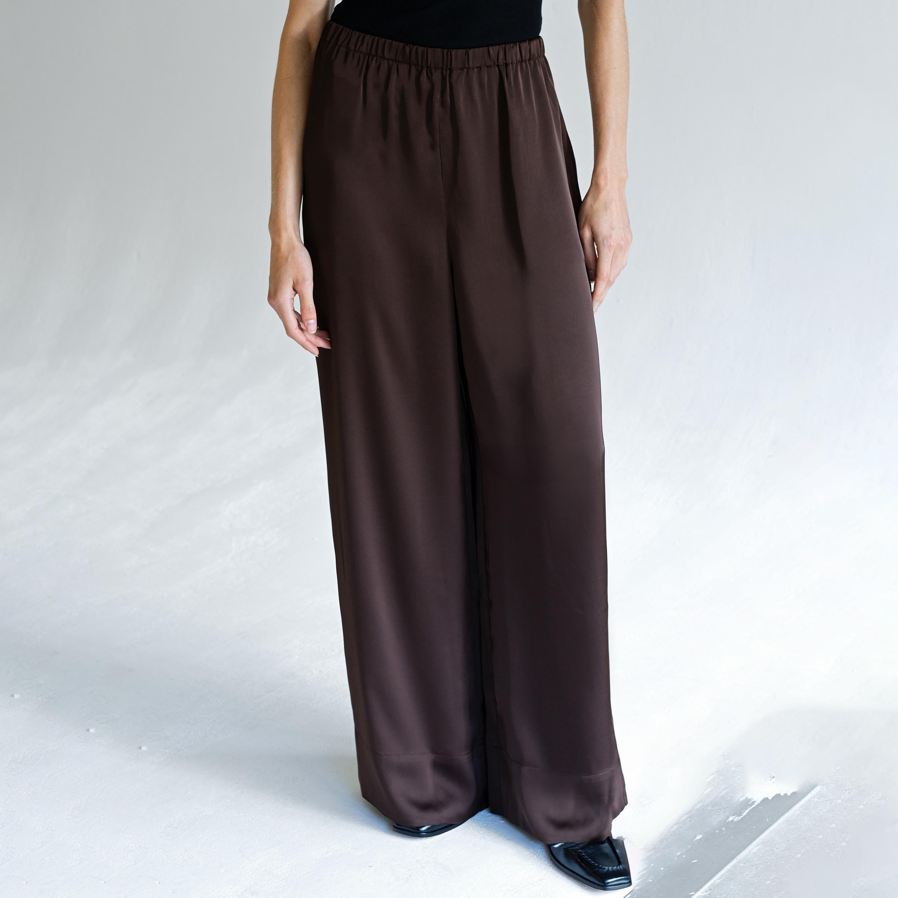 بنطال حريمي بقصة أرجل واسعة باللون البني من فرينش كونكشن-women-clothing-trousers-image-1