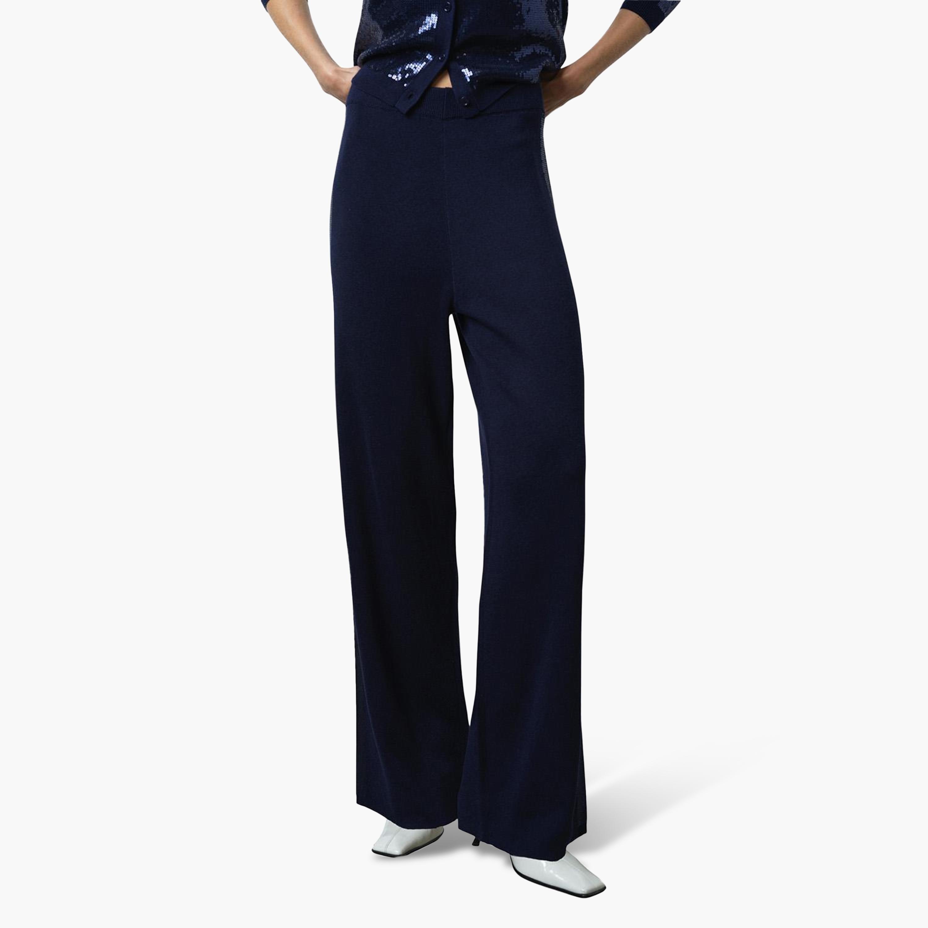 French Connection Blue Wide Leg Women's Trousers-women-clothing-trousers-image-1