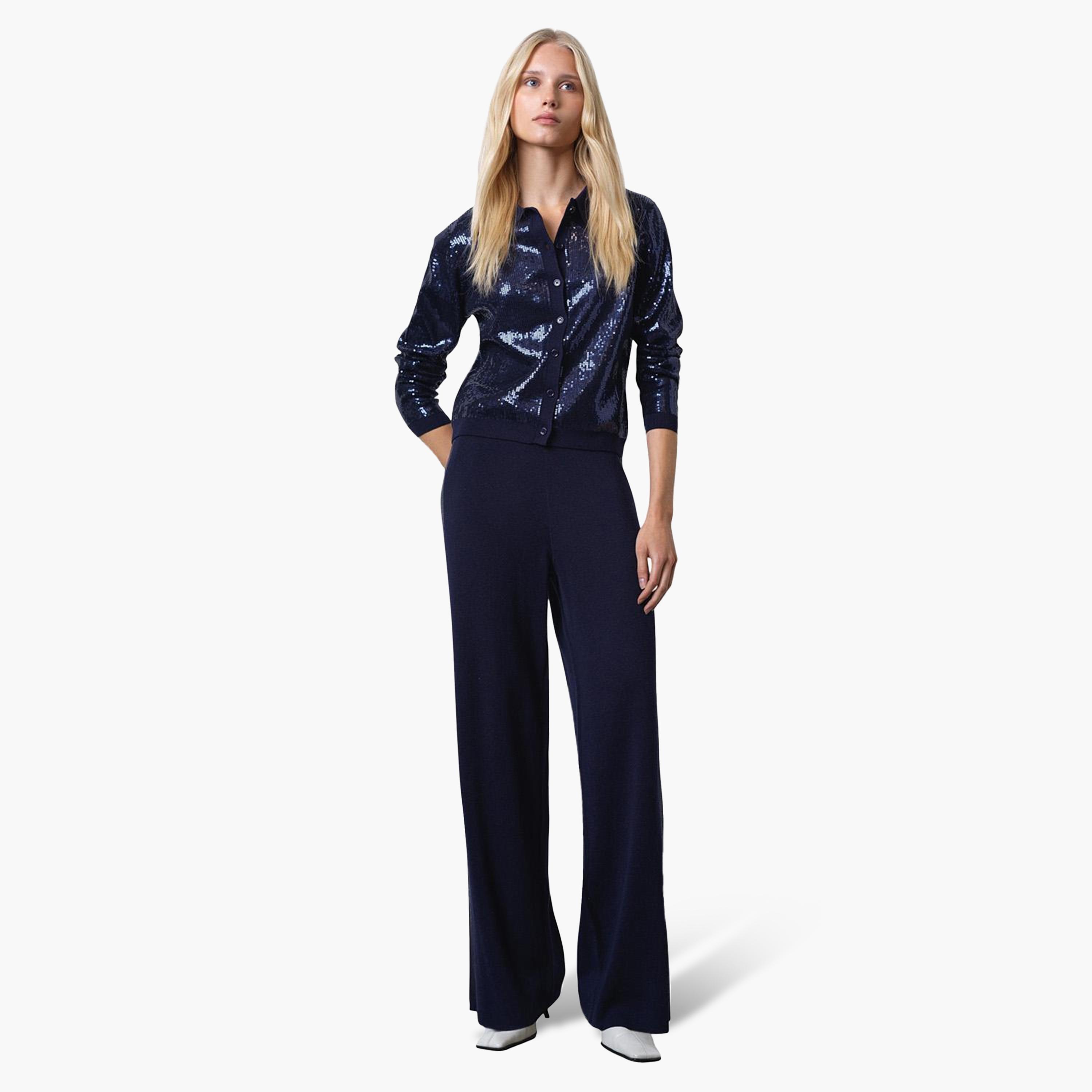French Connection Blue Wide Leg Women's Trousers-women-clothing-trousers-image-2