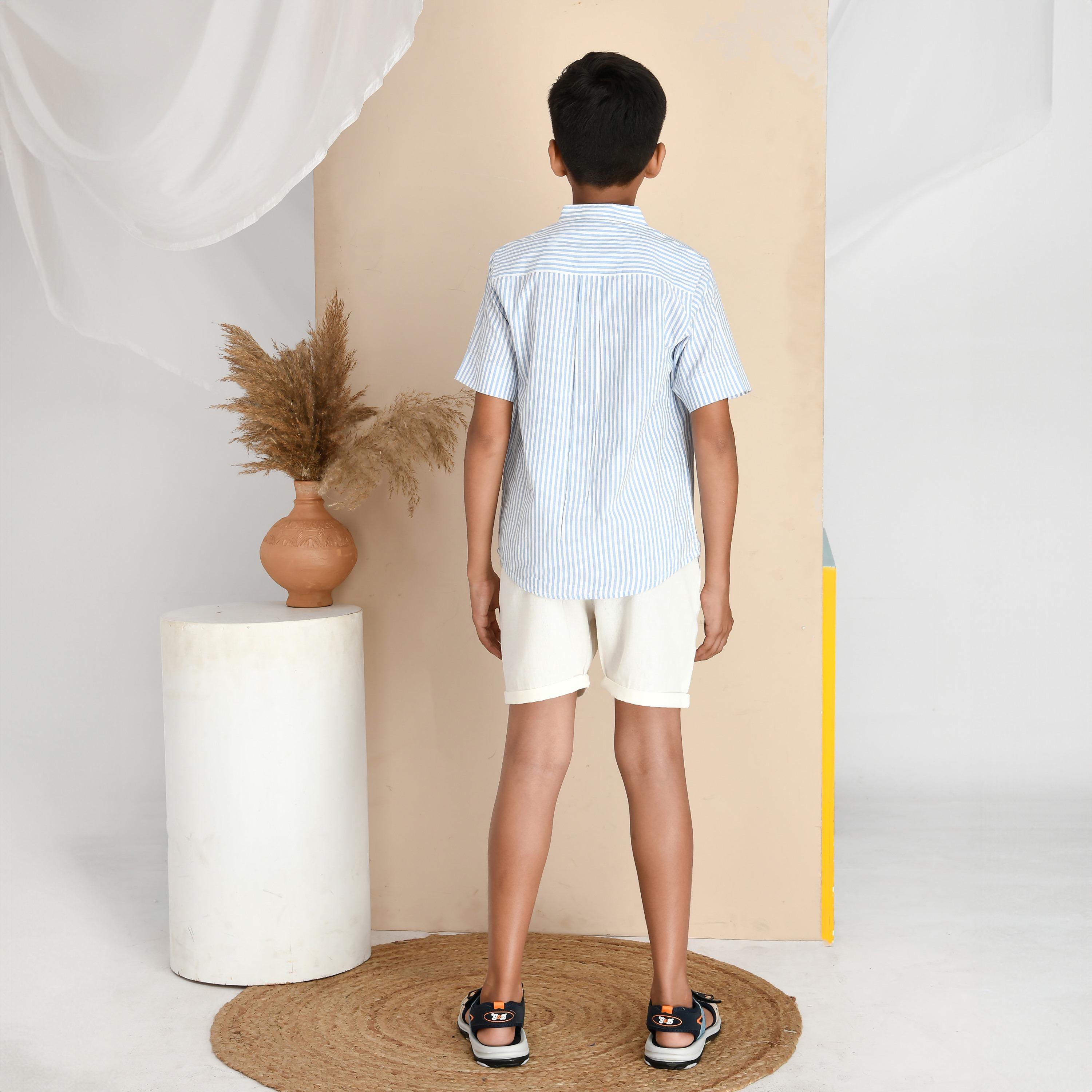 Babyqlo Striped Shirt with Short Set-boys-clothing-setsandcoords-image-2