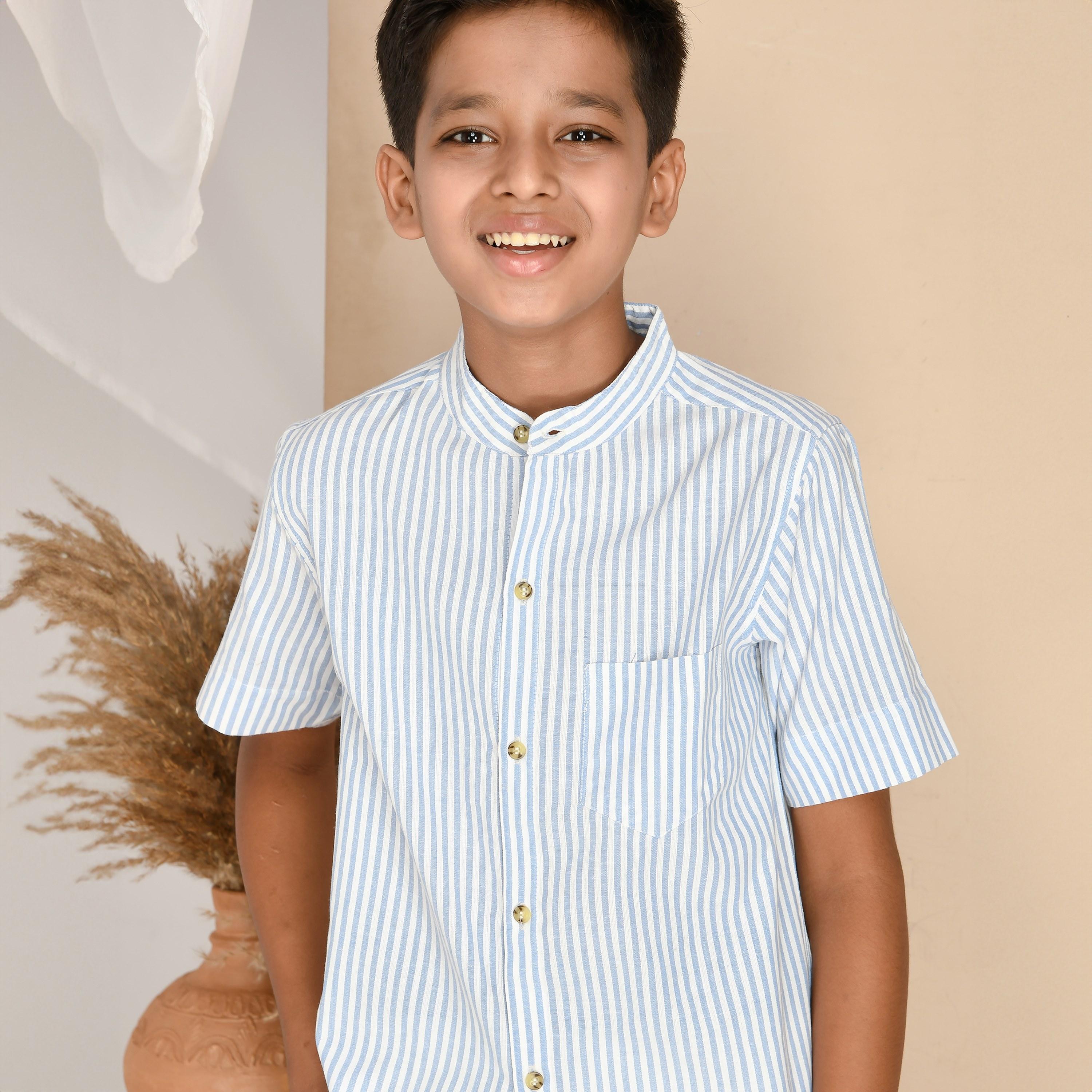 Babyqlo Striped Shirt with Short Set-boys-clothing-setsandcoords-image-4