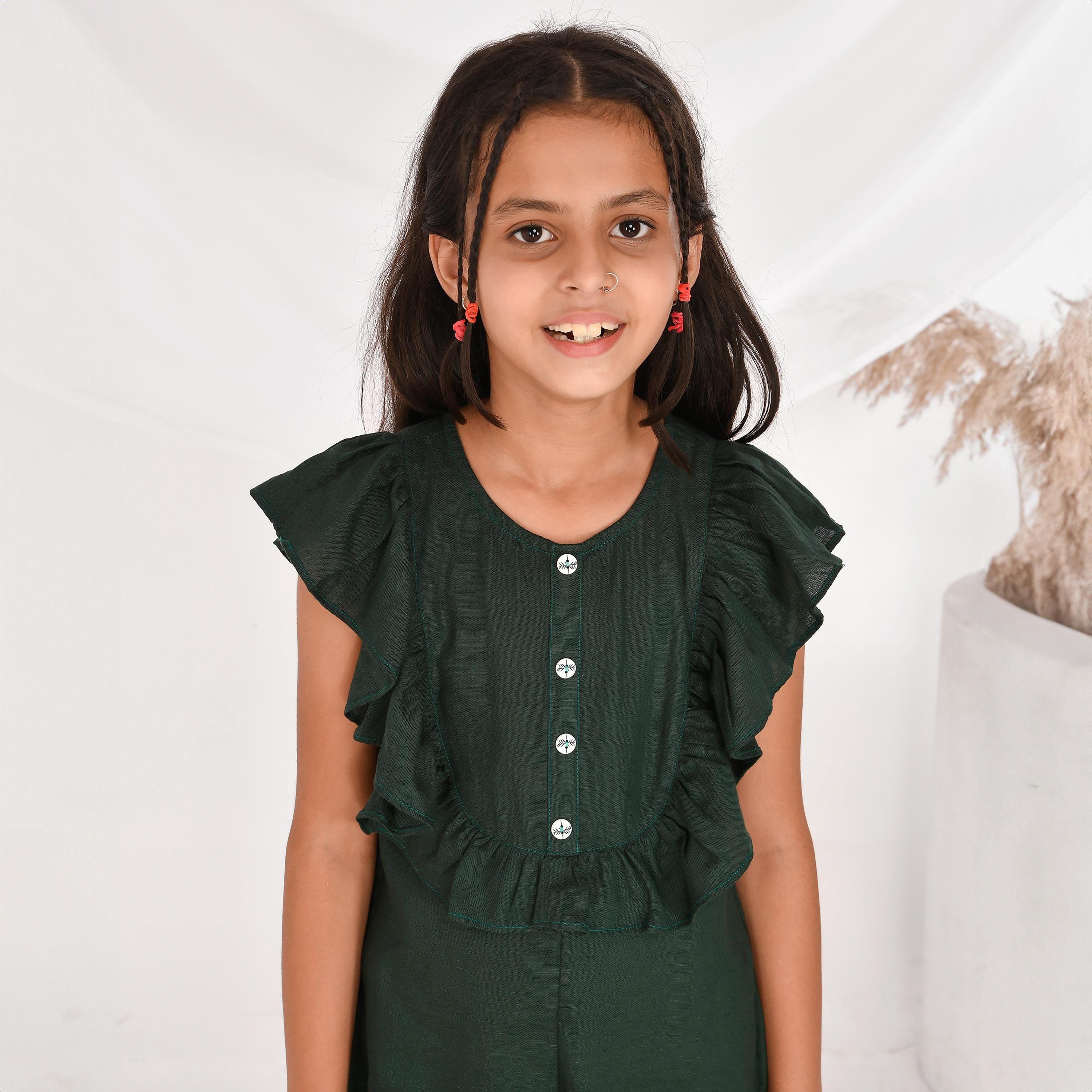 Babyqlo Rayon Cotton Frilled Sleeves Jumpsuit-girls-clothing-rompers-image-3