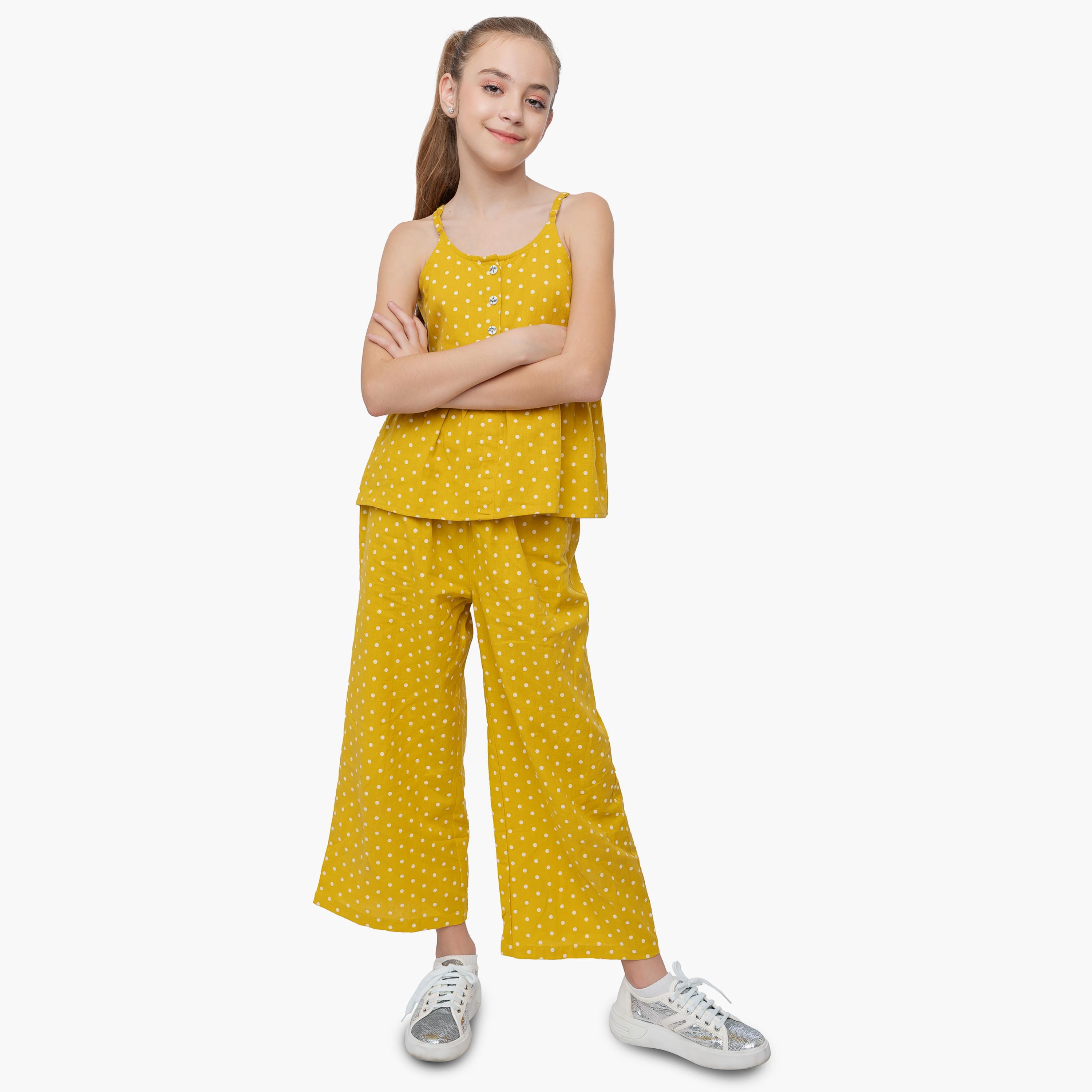 Babyqlo Polka Dots Spaghetti Top and Palazzo Set-girls-clothing-setsandcoords-image-1