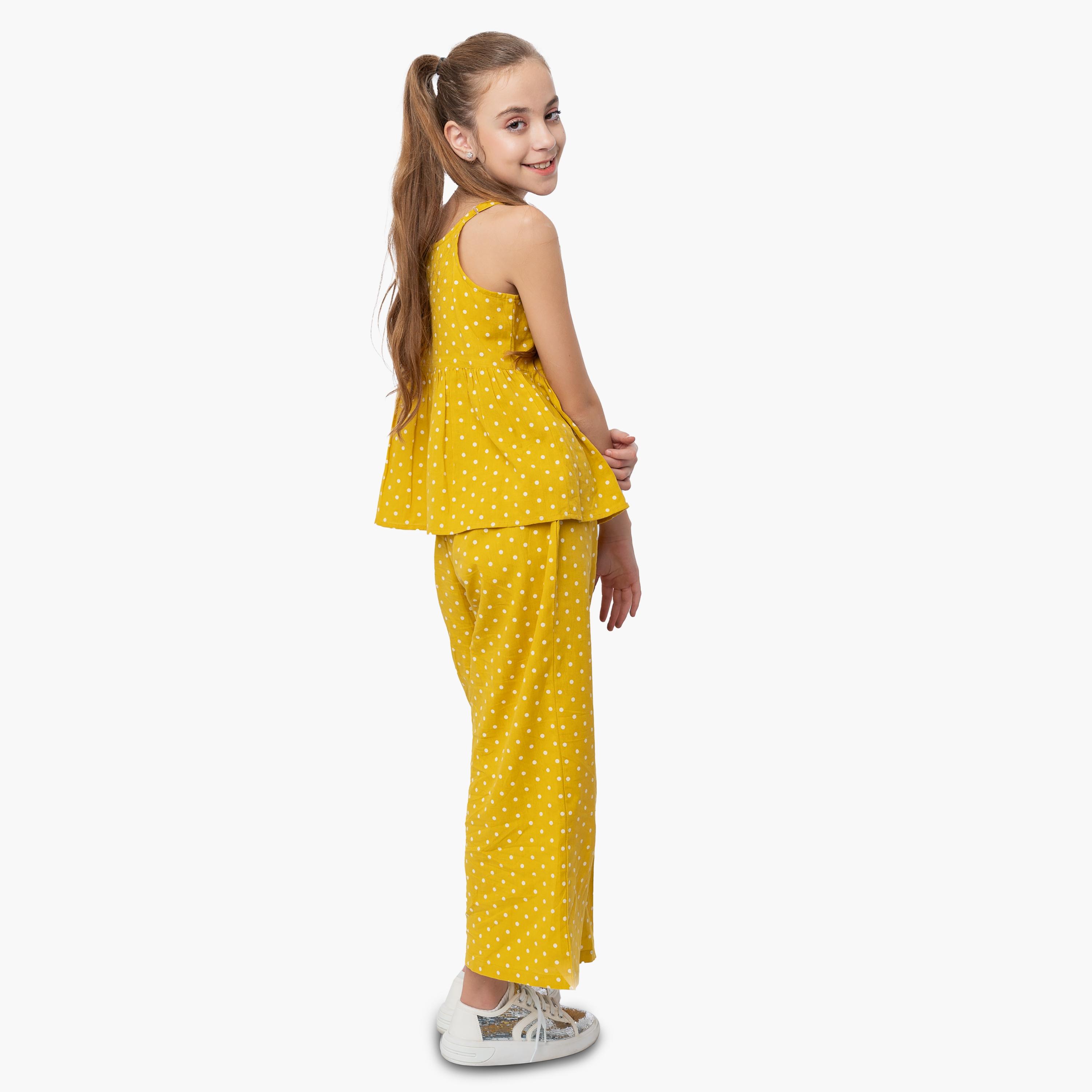 Babyqlo Polka Dots Spaghetti Top and Palazzo Set-girls-clothing-setsandcoords-image-2