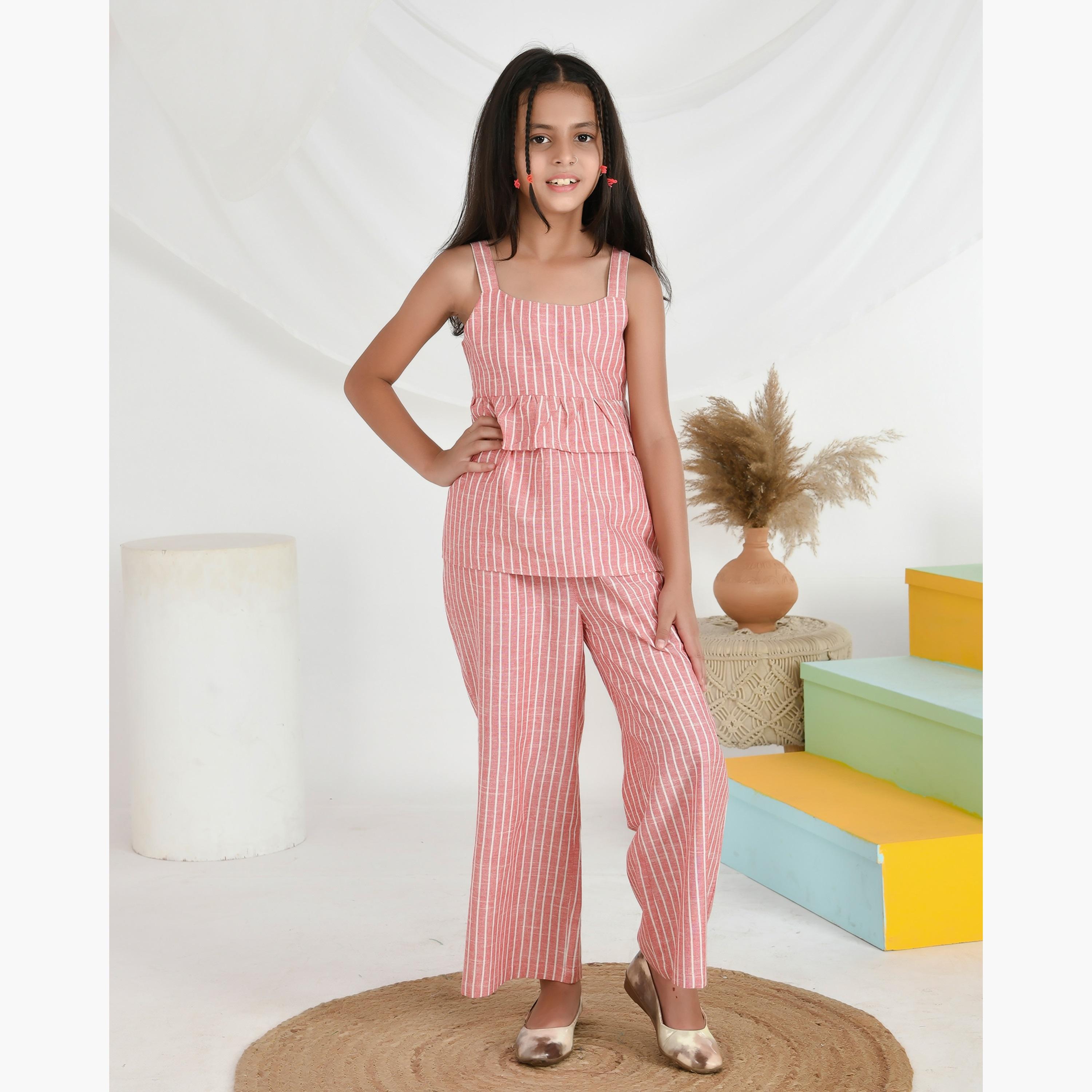Babyqlo Striped Top and Palazzo Set-girls-clothing-setsandcoords-image-1