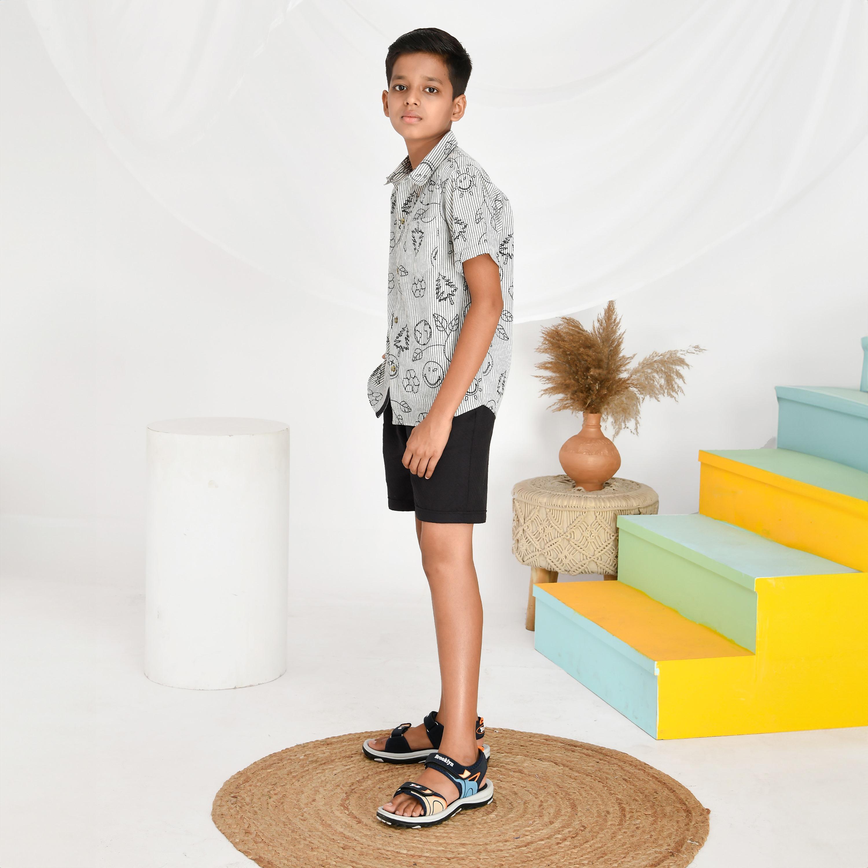 Babyqlo Shirt with Smiley Embroidery and Short Set-boys-clothing-setsandcoords-image-2