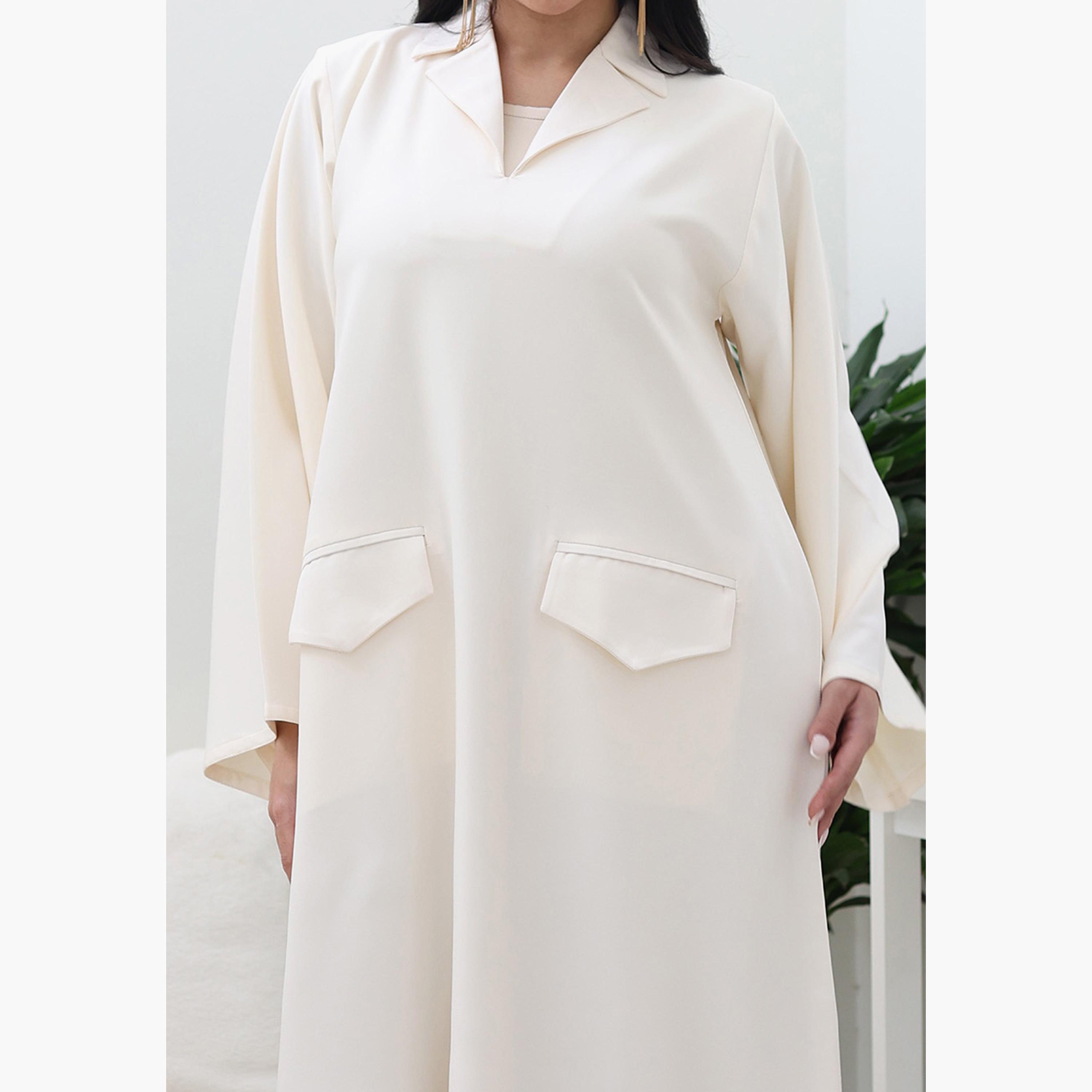 Nukhbaa Collared Flared Sleeves Women's Abaya-women-arabicclothing-abayas-image-2