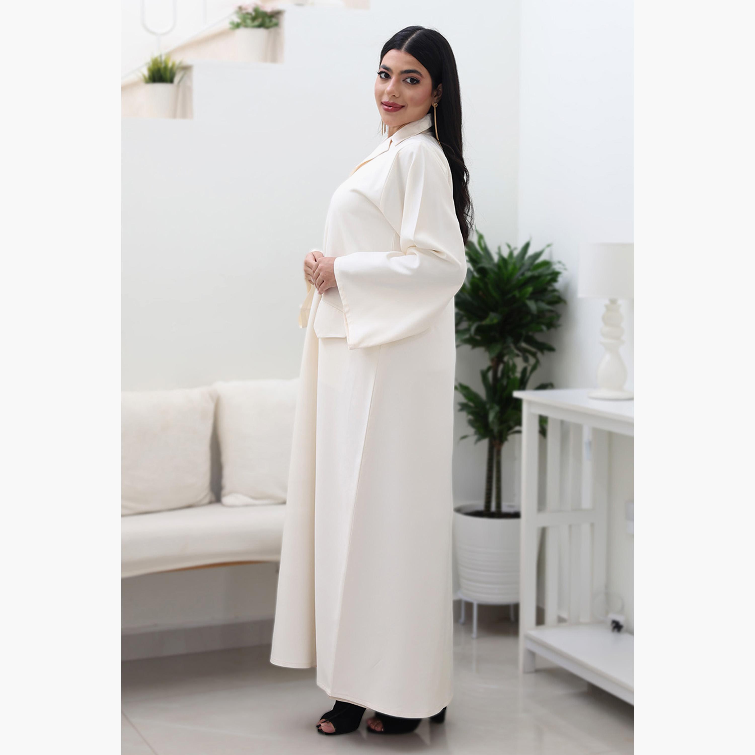Nukhbaa Collared Flared Sleeves Women's Abaya-women-arabicclothing-abayas-image-4