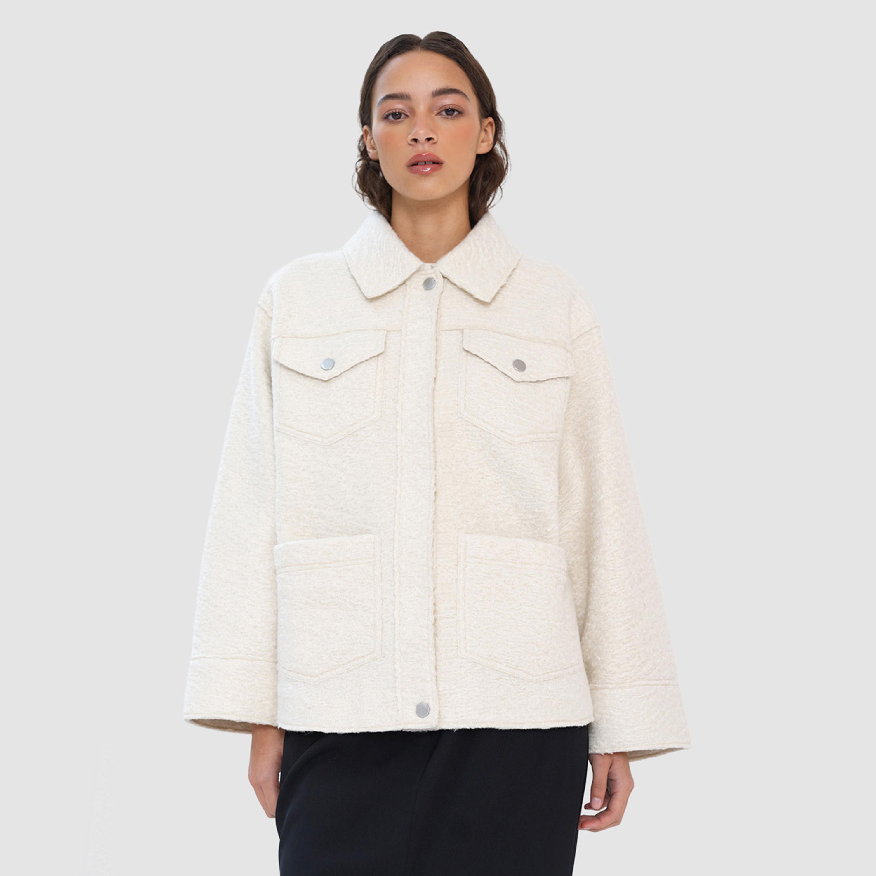 French Connection White Collared Women's Jacket-women-winterwear-coatsandjackets-jackets-image-1