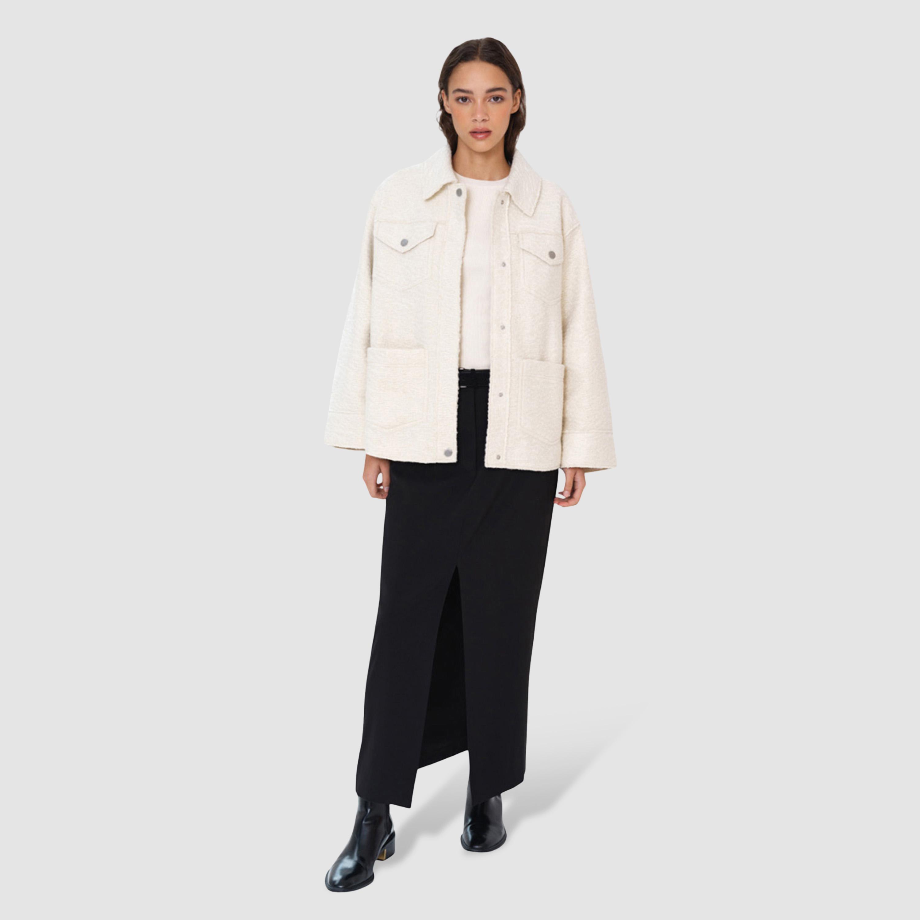 French Connection White Collared Women's Jacket-women-winterwear-coatsandjackets-jackets-image-2