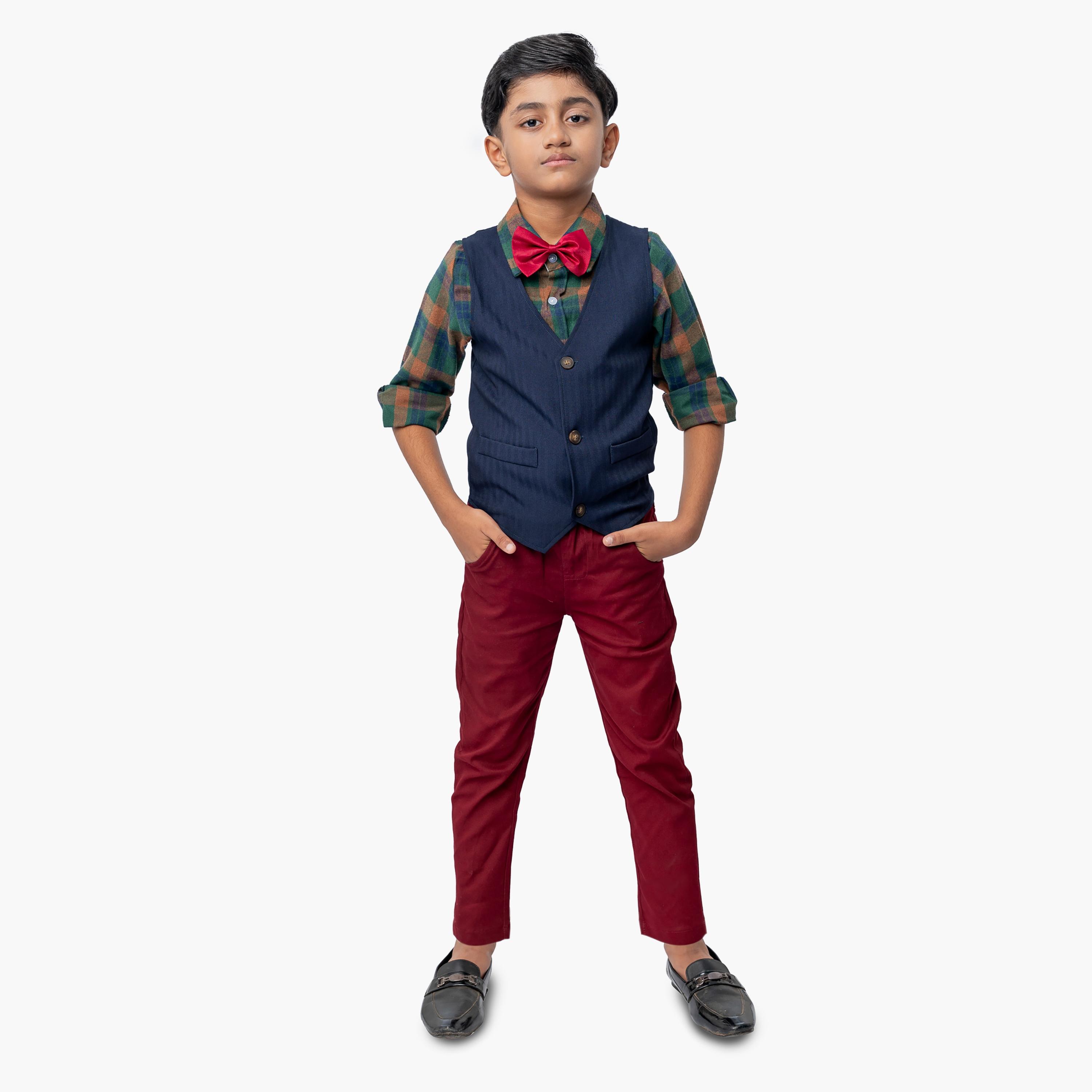 Babyqlo 5-Piece Shirt, Pant, Waistcoat with Bow Tie & Suspender-boys-clothing-setsandcoords-image-1