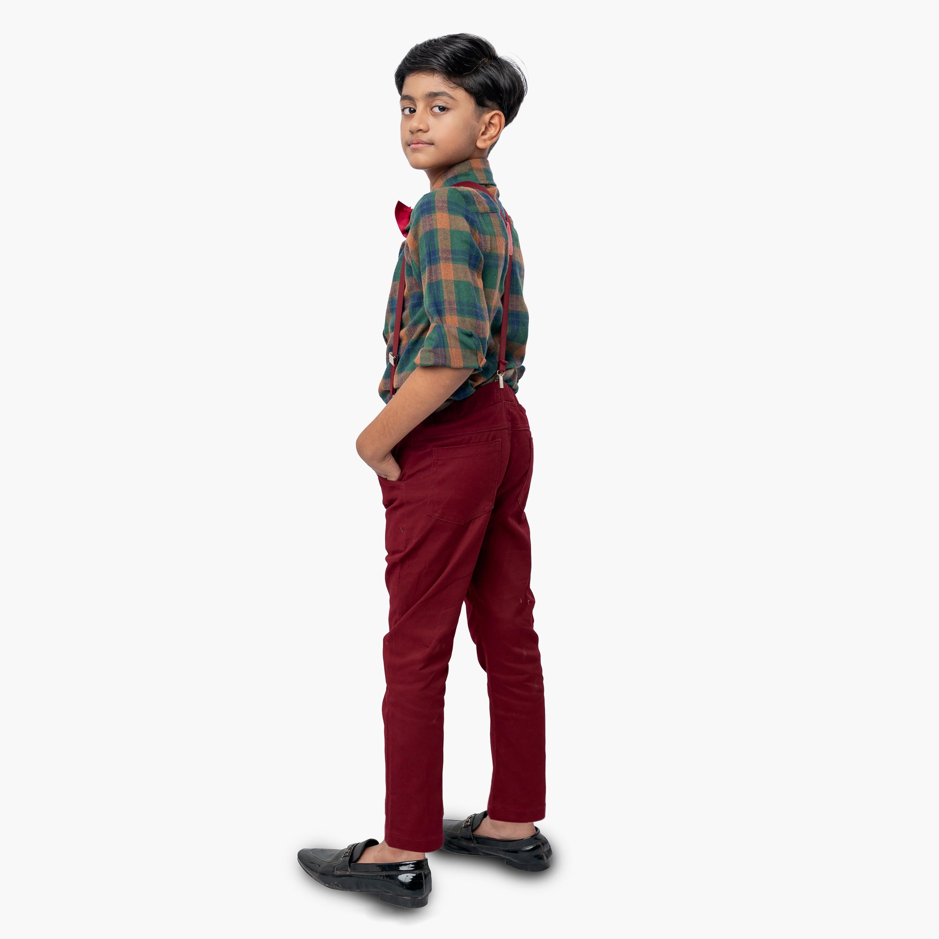 Babyqlo 5-Piece Shirt, Pant, Waistcoat with Bow Tie & Suspender-boys-clothing-setsandcoords-image-2