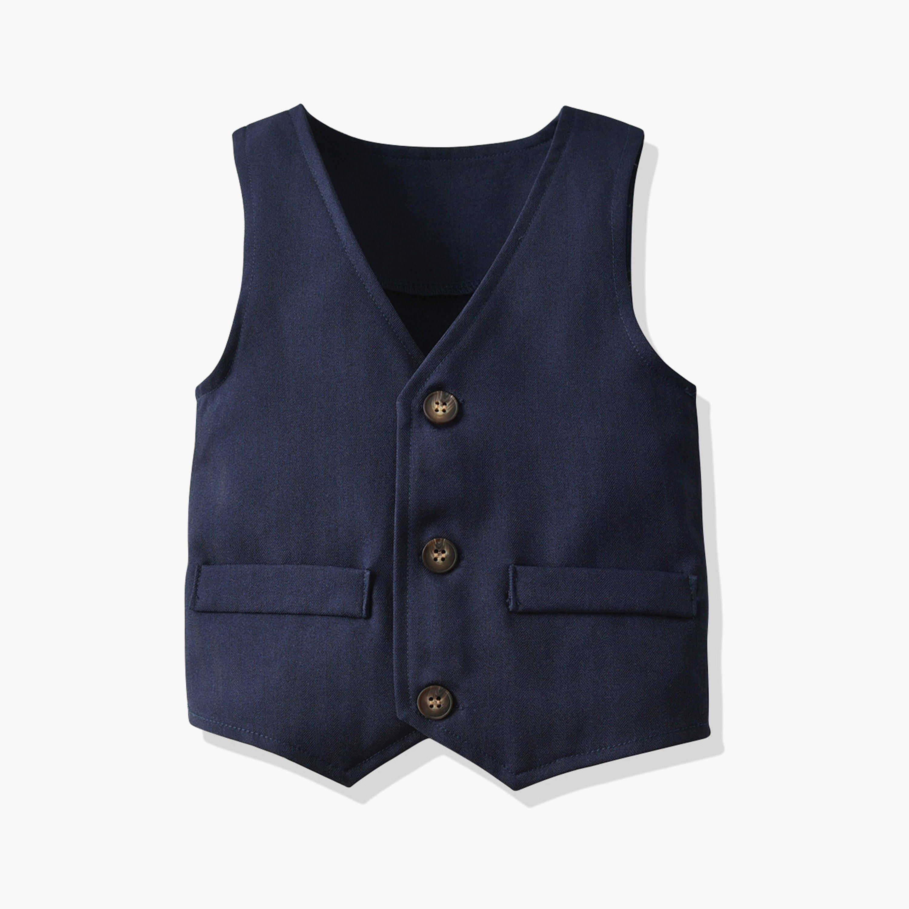 Babyqlo 5-Piece Shirt, Pant, Waistcoat with Bow Tie & Suspender-boys-clothing-setsandcoords-image-5