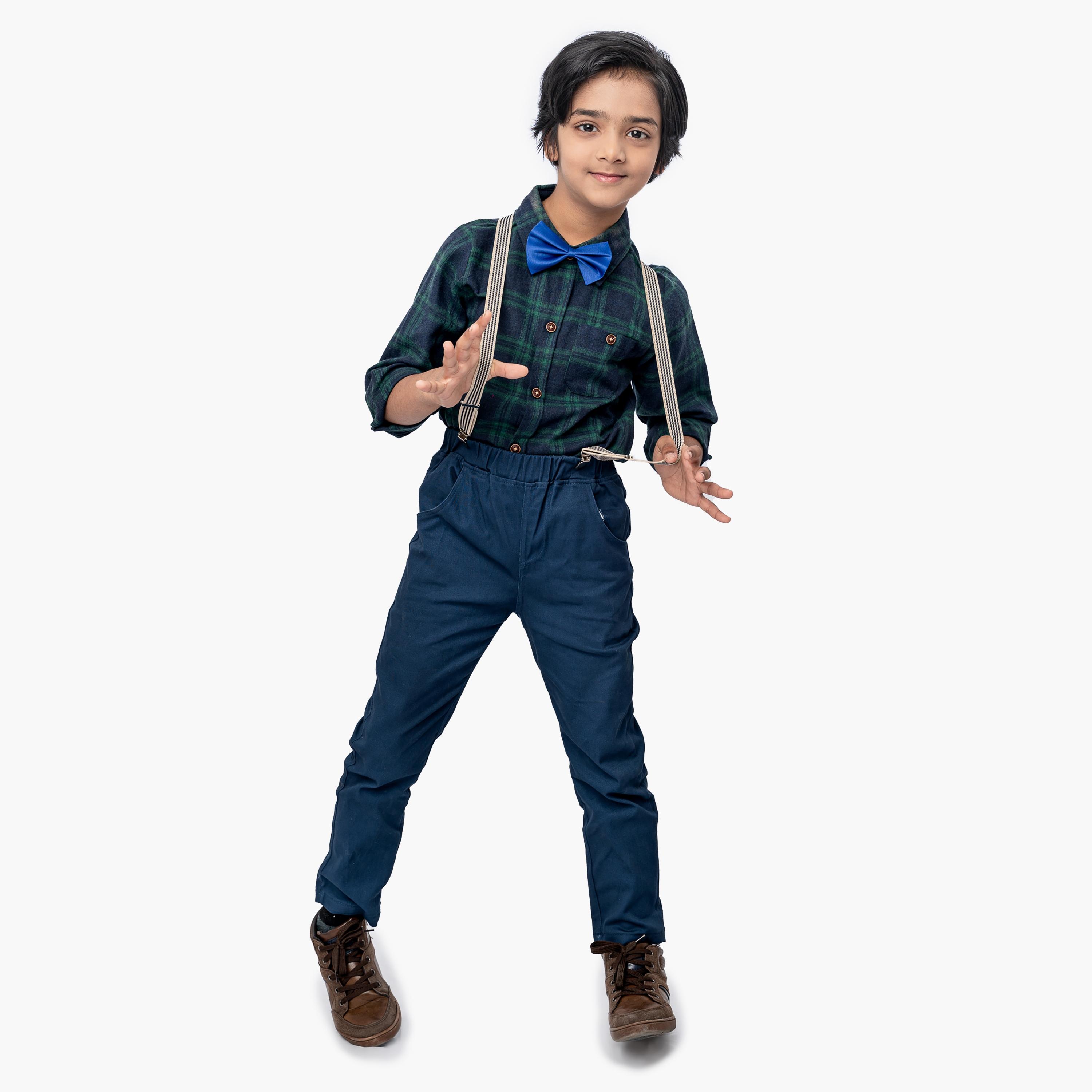 Babyqlo 4-Piece Shirt, Pant with Bow Tie & Suspender-baby-boys-clothing-setsandcoords-image-1