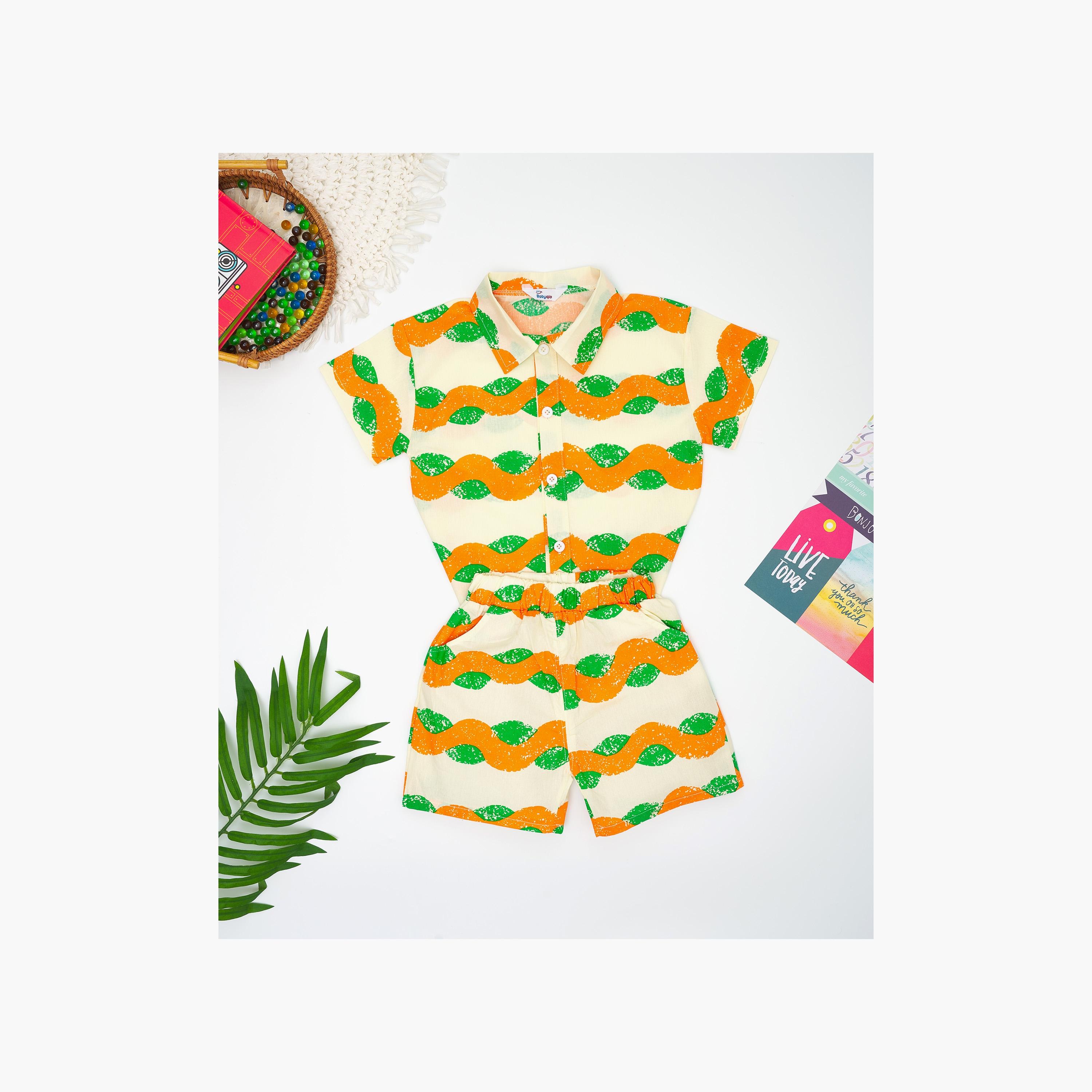 Babyqlo Vibrant Printed Shorts Sleeves Shirt with Shorts-boys-clothing-setsandcoords-image-1