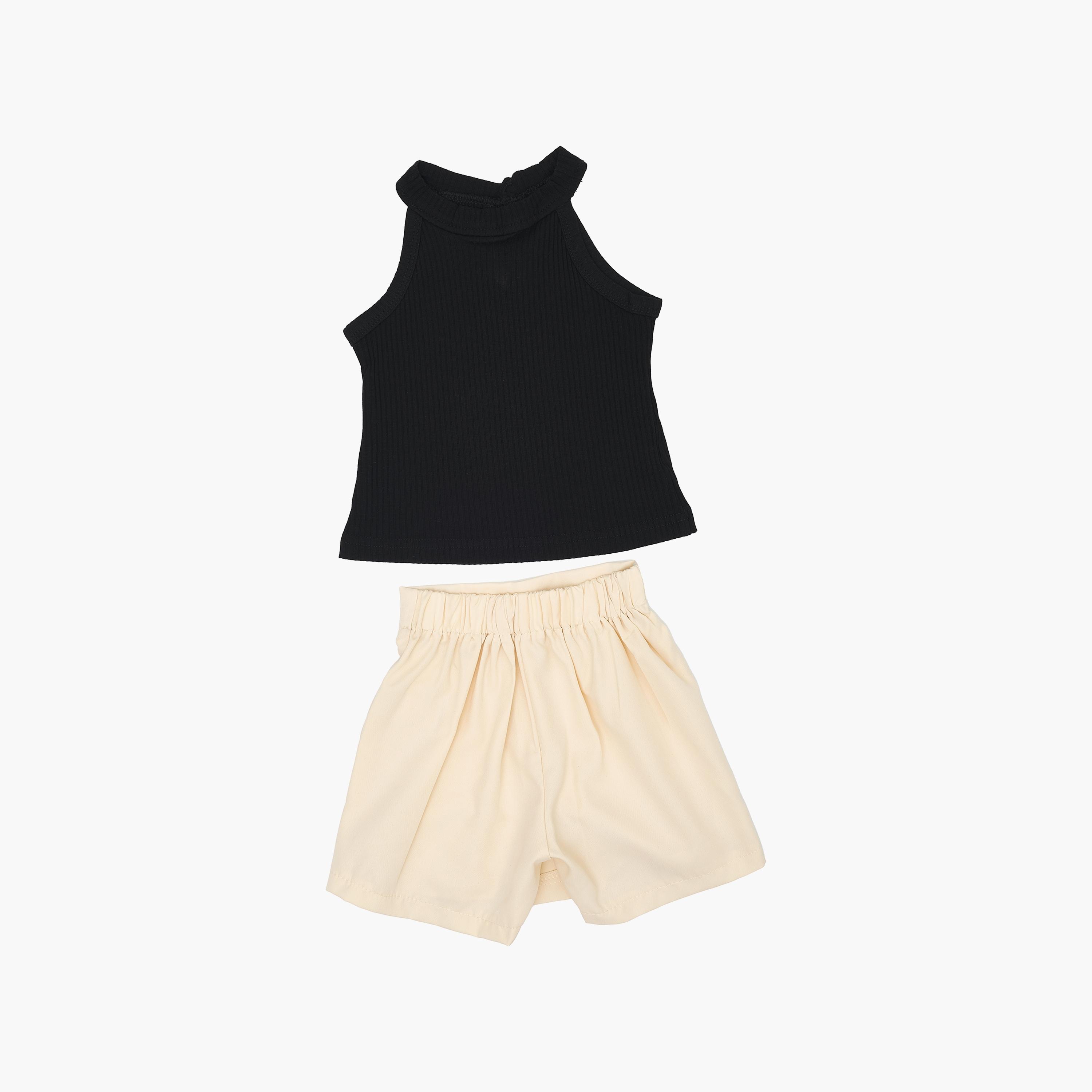 Babyqlo Solid Sleeveless Top with Skirt-baby-girls-clothing-setsandcoords-image-2