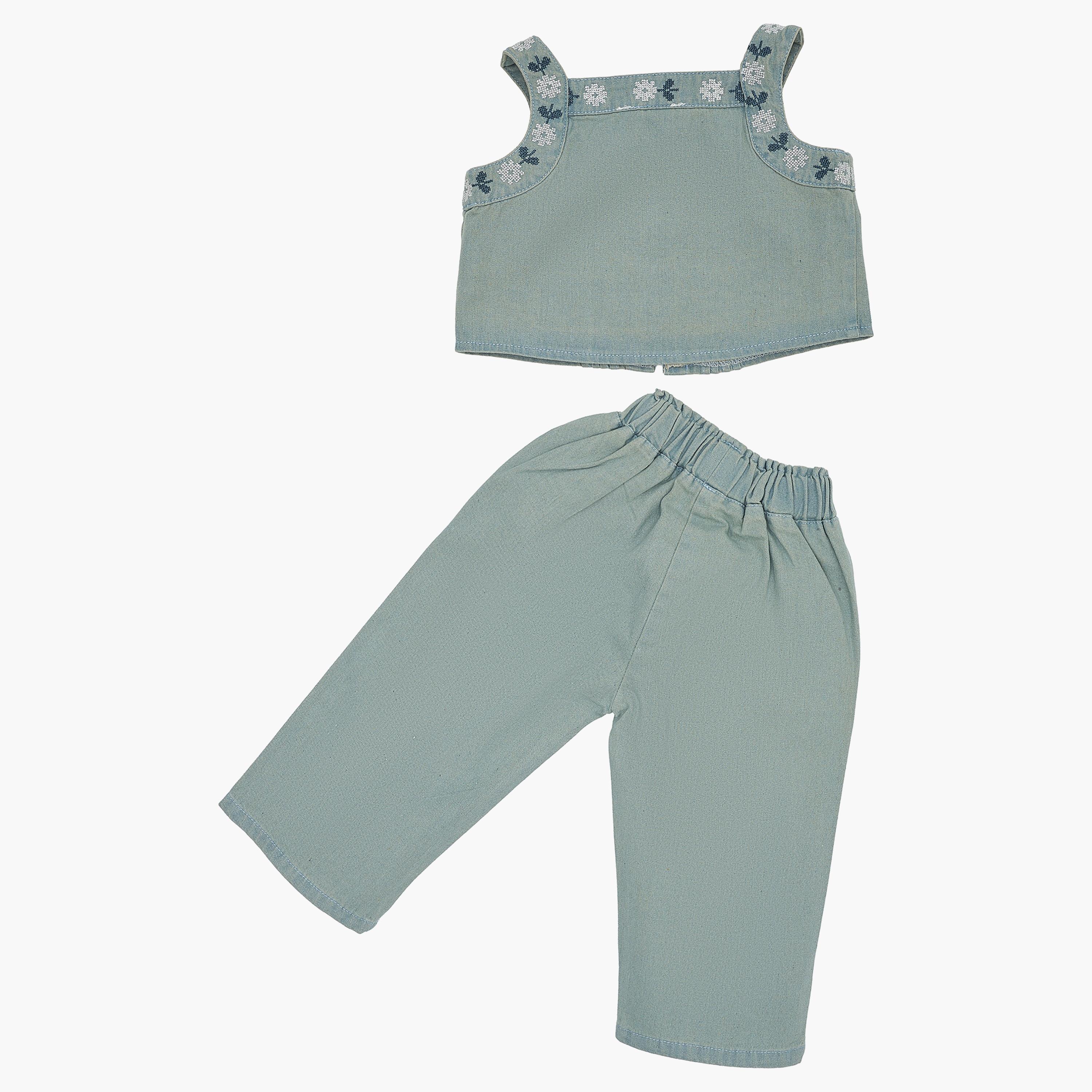 بلوزة بدون أكمام بطبعات زهور مع بنطال قطعتين من بيبيكلو-baby-girls-clothing-setsandcoords-image-2