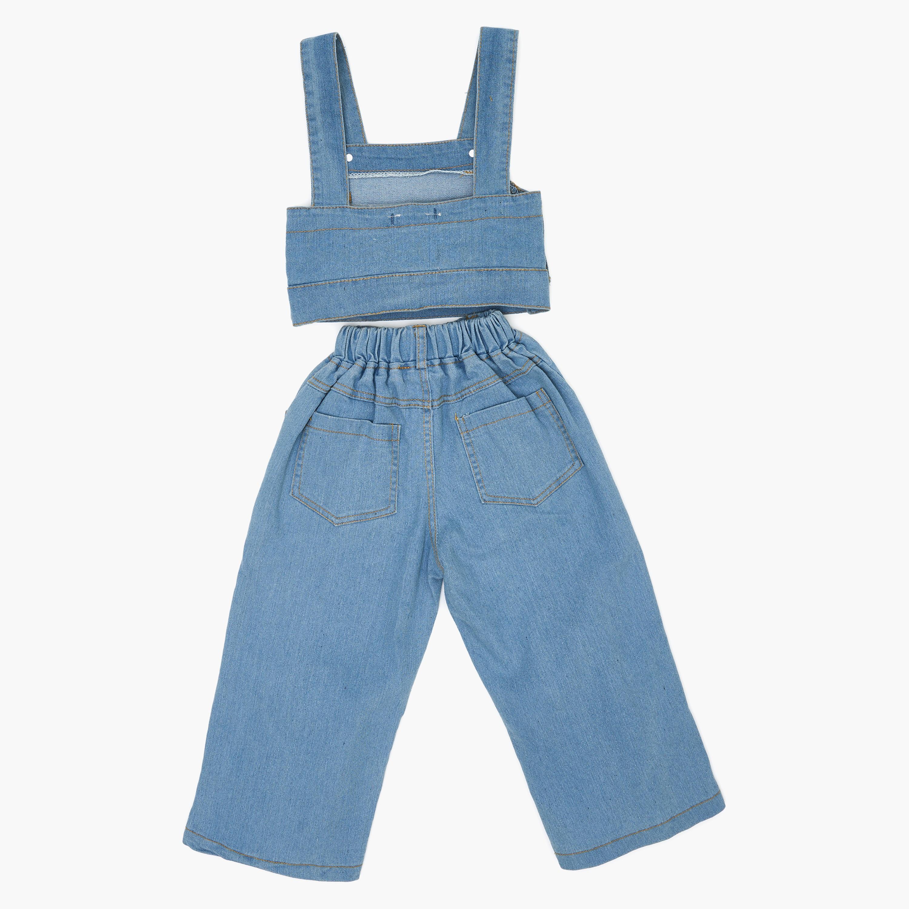 Babyqlo 2-Piece Solid Printed Sleeveless Top with Pants-baby-girls-clothing-setsandcoords-image-2