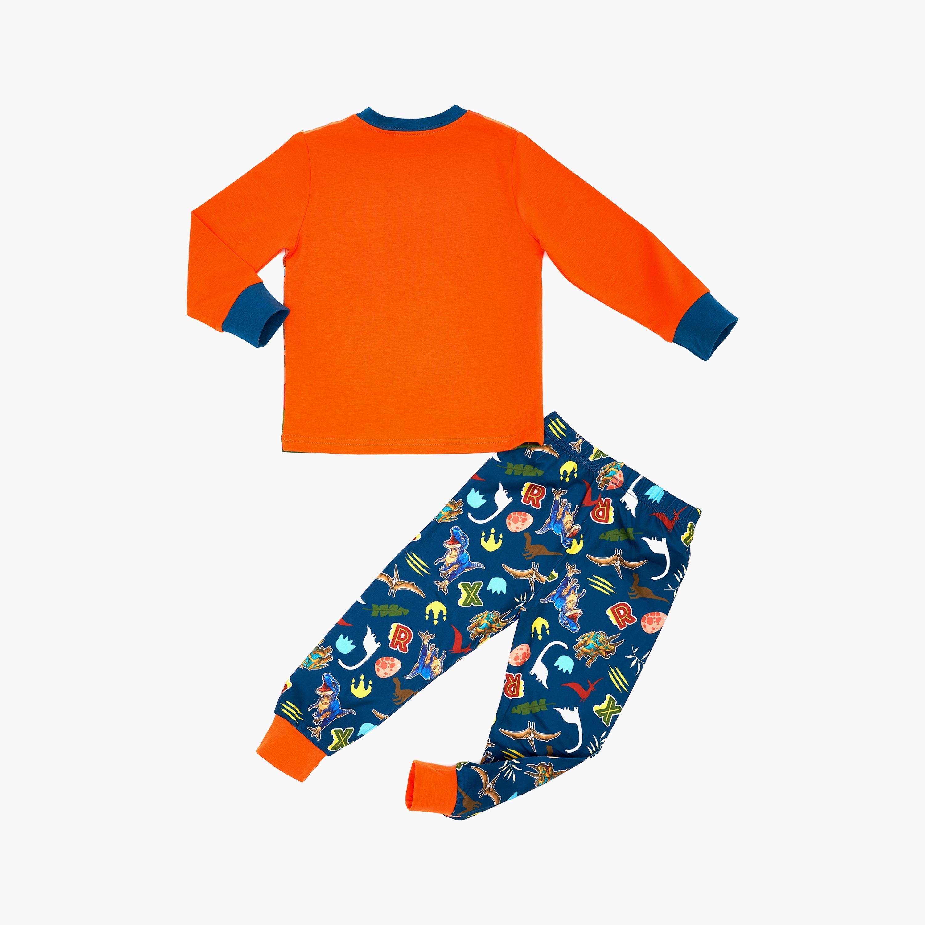 Babyqlo Dinosaur Dominion Glow-In-The-Dark Cotton Pyjama Set-boys-clothing-nightwear-image-2