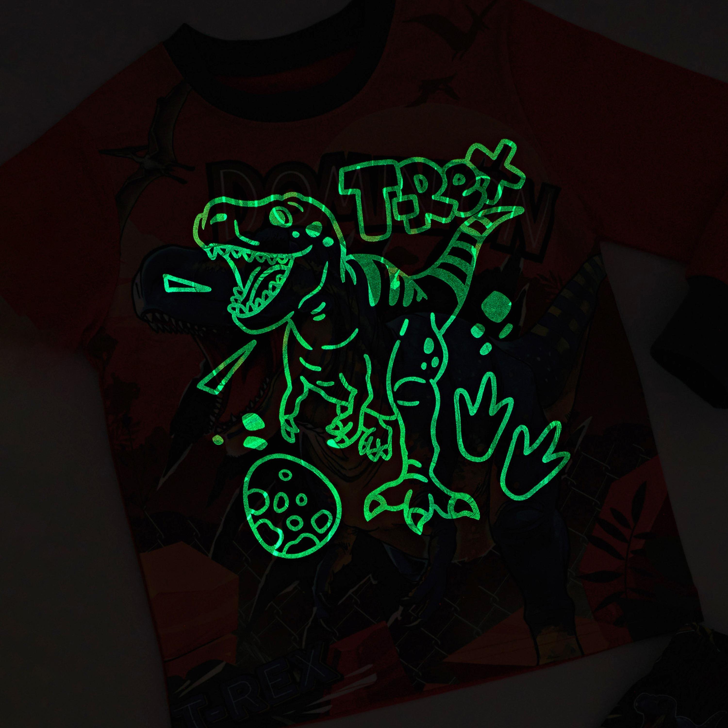 Babyqlo Dinosaur Dominion Glow-In-The-Dark Cotton Pyjama Set-boys-clothing-nightwear-image-5
