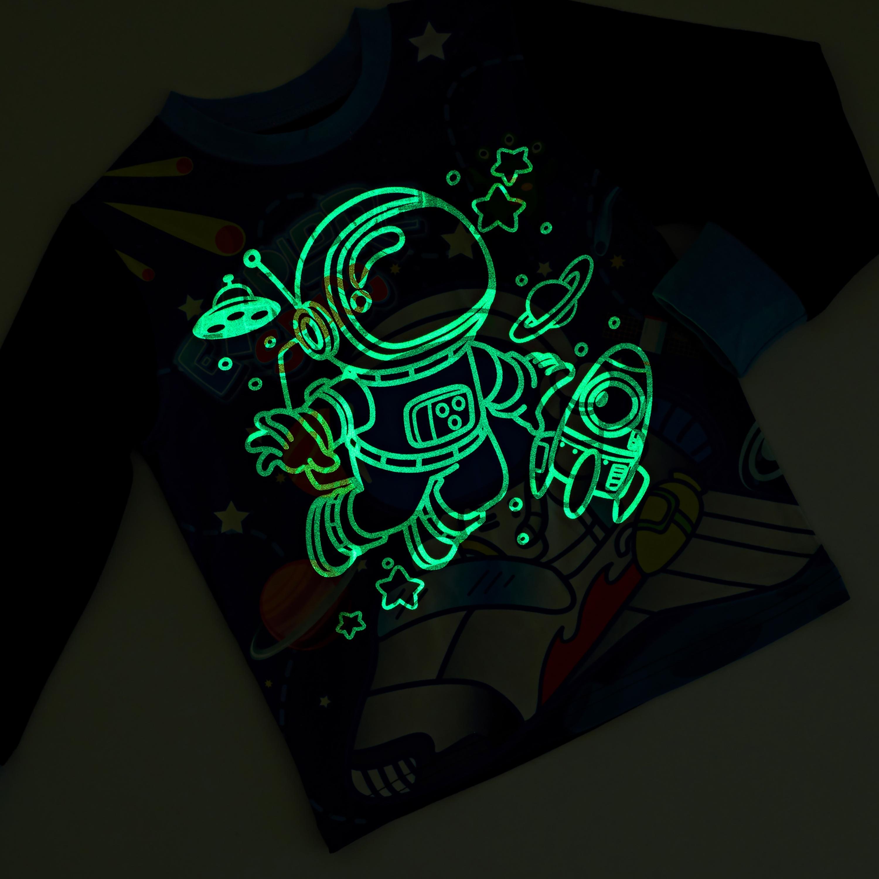 Babyqlo Astronaut Adventure Glow-In-The-Dark Cotton Pyjama Set-boys-clothing-nightwear-image-5