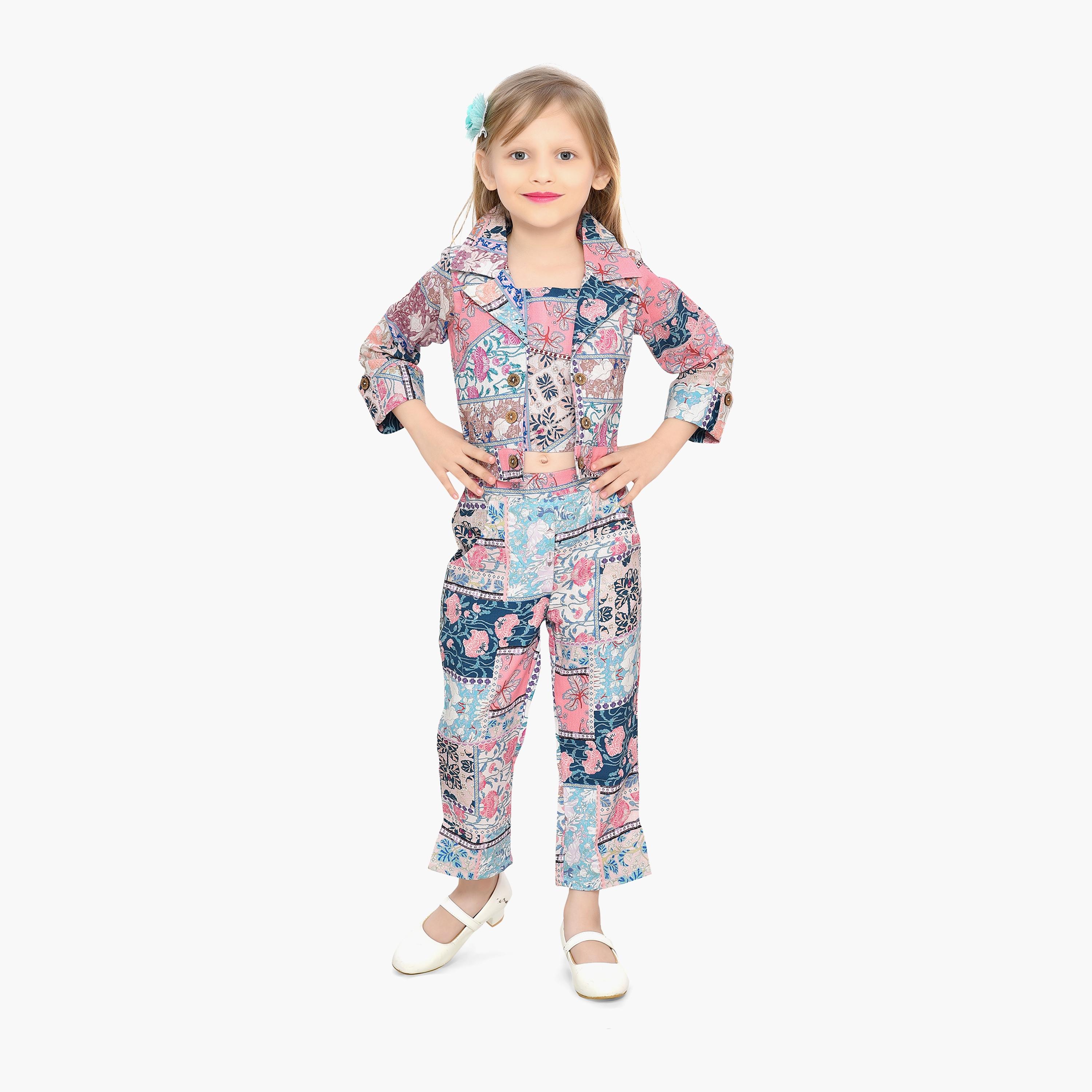 Babyqlo 3-Piece Printed Long Sleeves Jacket, Top with Pants-girls-clothing-setsandcoords-image-1