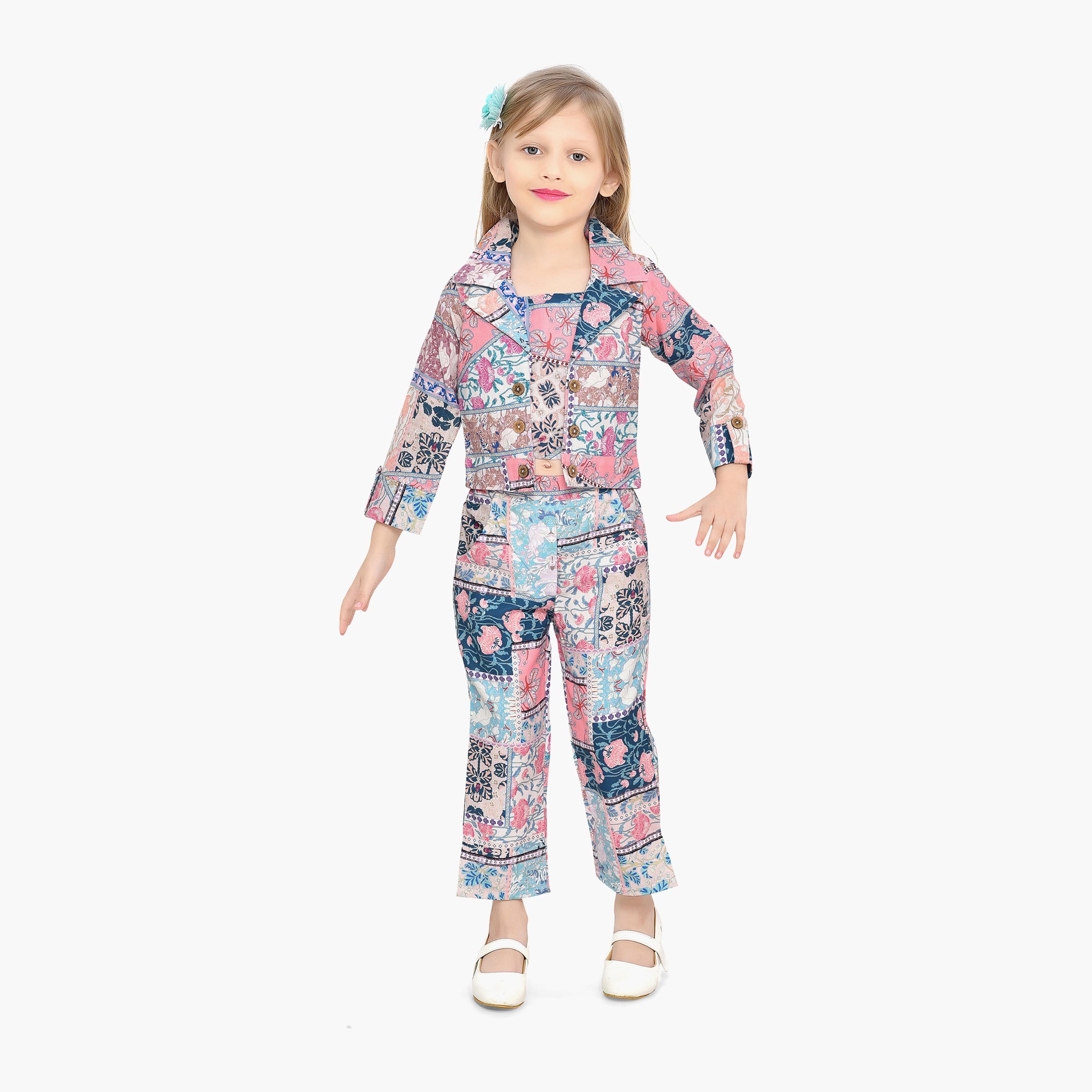 Babyqlo 3-Piece Printed Long Sleeves Jacket, Top with Pants-girls-clothing-setsandcoords-image-2