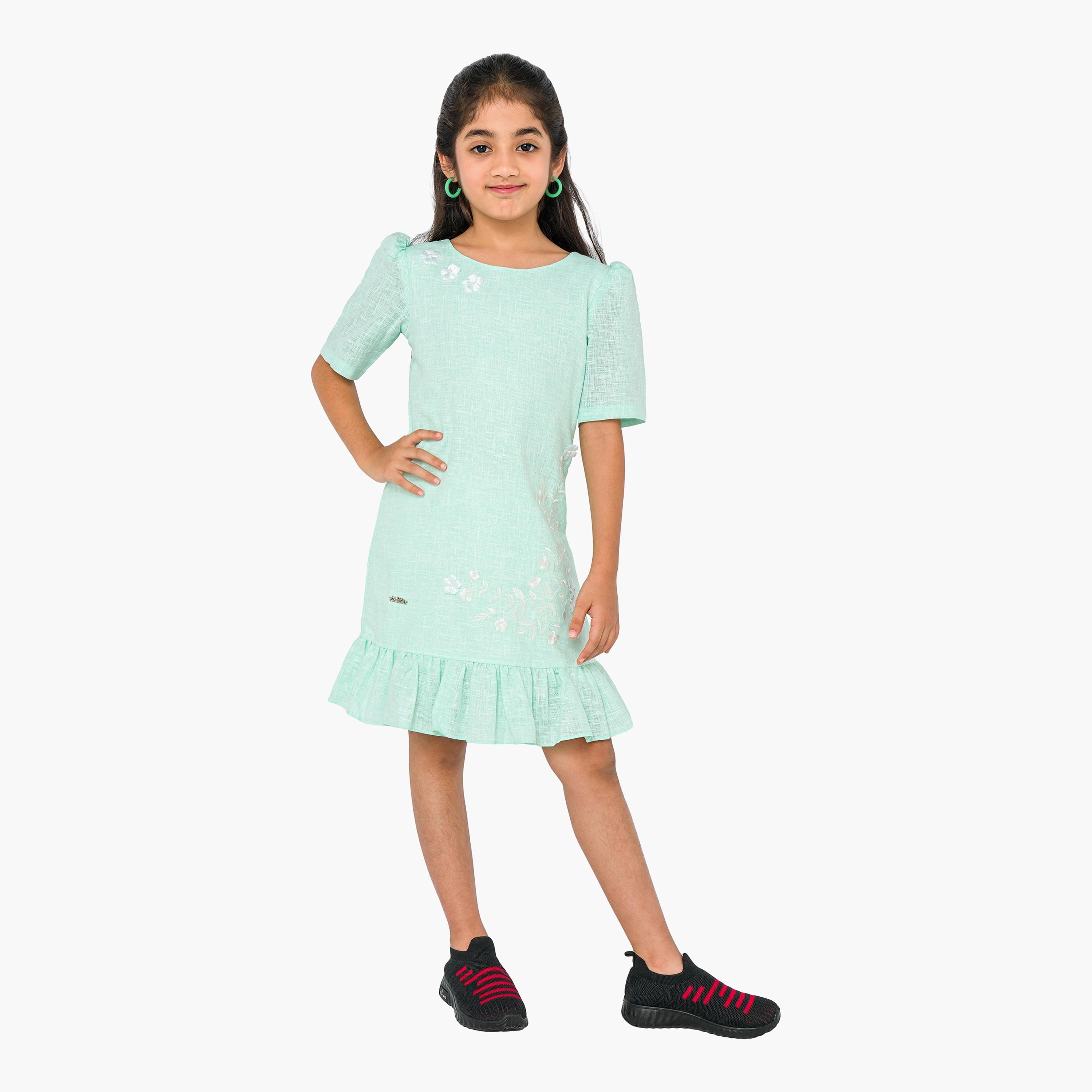 Babyqlo Embroidered Short Sleeves Dress-girls-clothing-dressesandjumpsuits-image-1