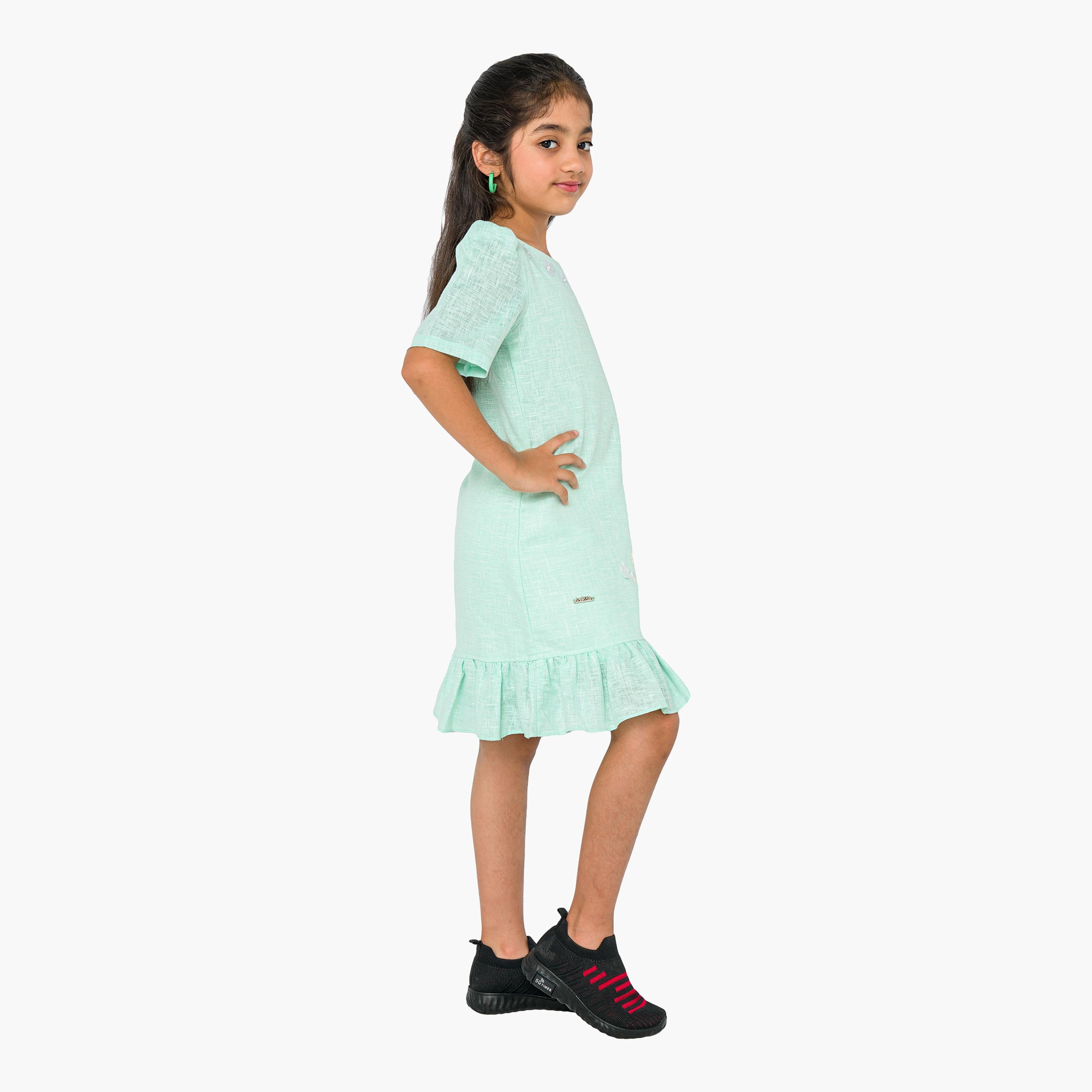 Babyqlo Embroidered Short Sleeves Dress-girls-clothing-dressesandjumpsuits-image-3
