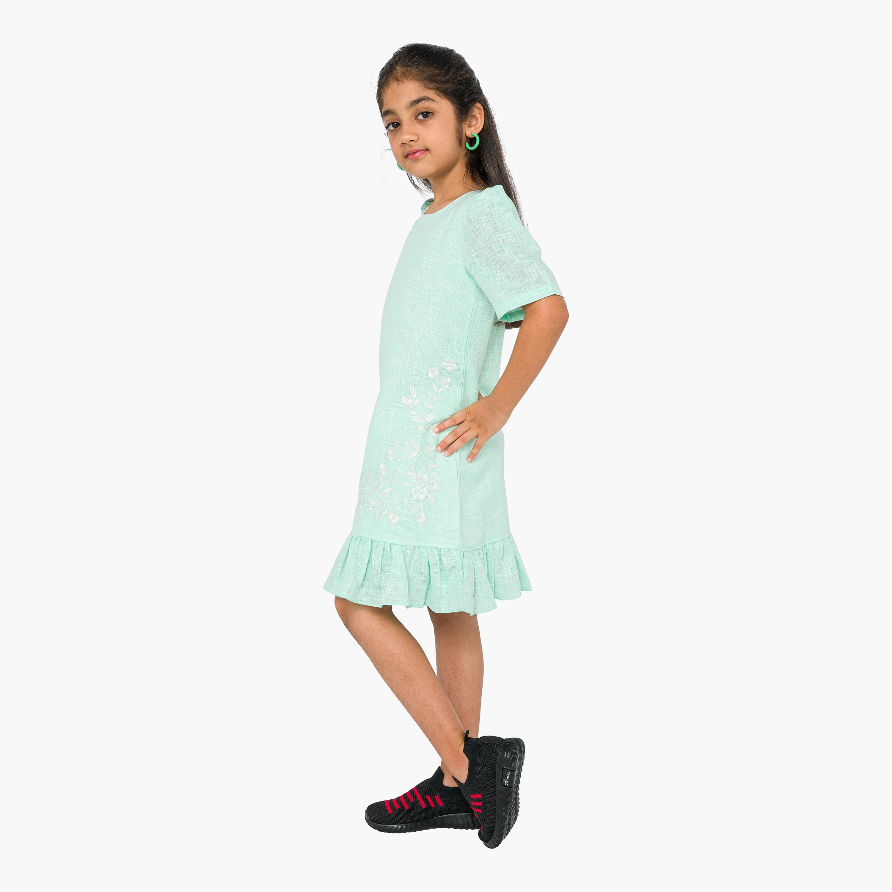 Babyqlo Embroidered Short Sleeves Dress-girls-clothing-dressesandjumpsuits-image-4