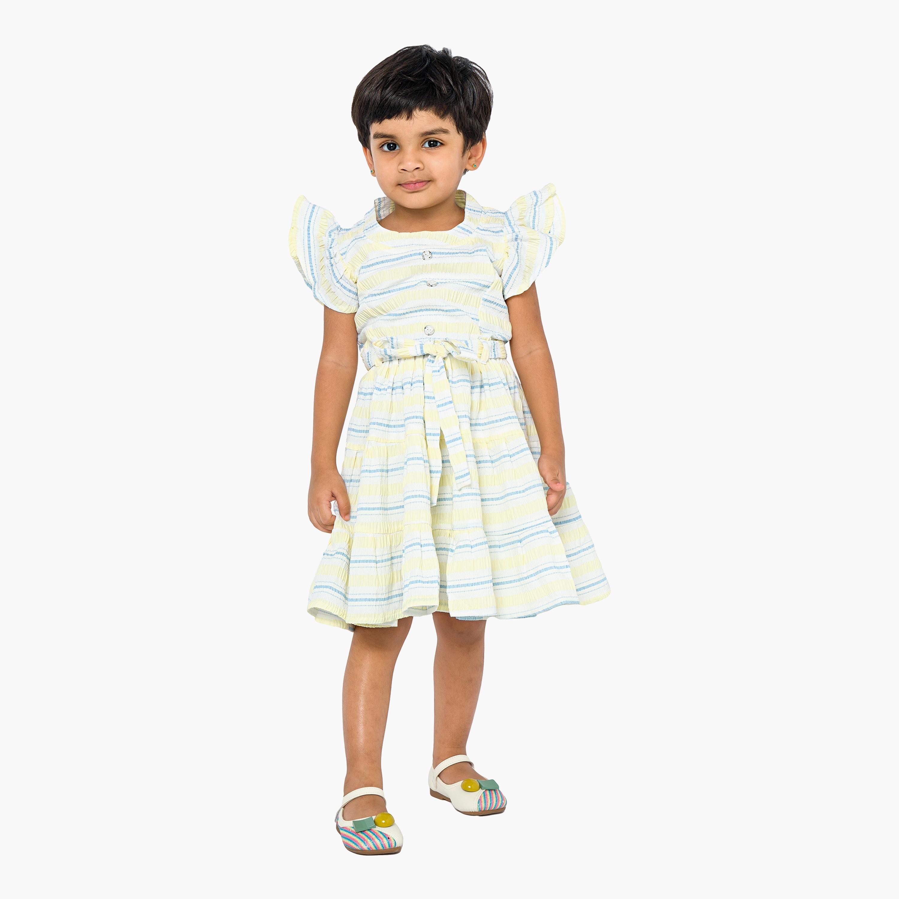 Babyqlo Striped Cap Sleeves Dress-girls-clothing-dressesandjumpsuits-image-1