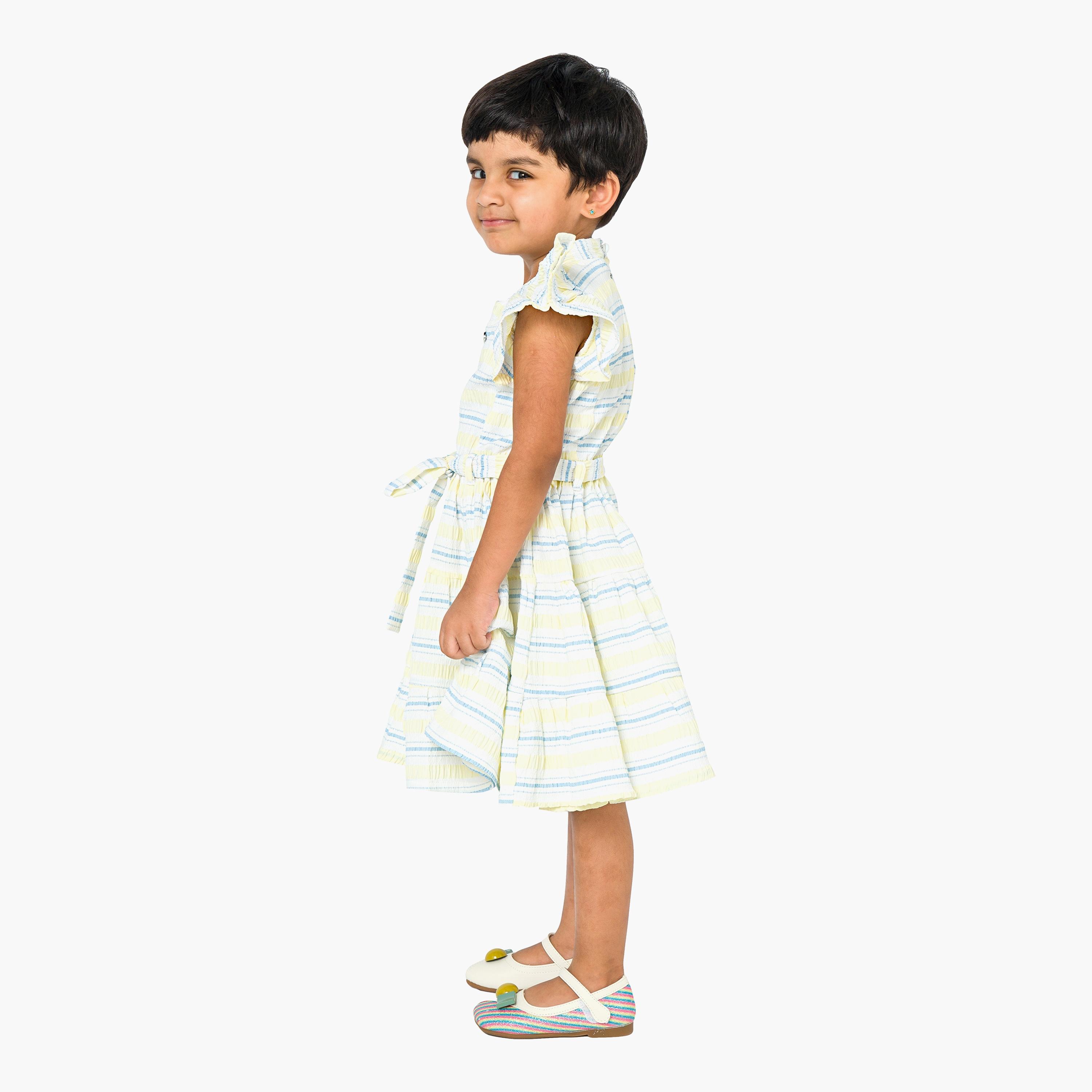 Babyqlo Striped Cap Sleeves Dress-girls-clothing-dressesandjumpsuits-image-3