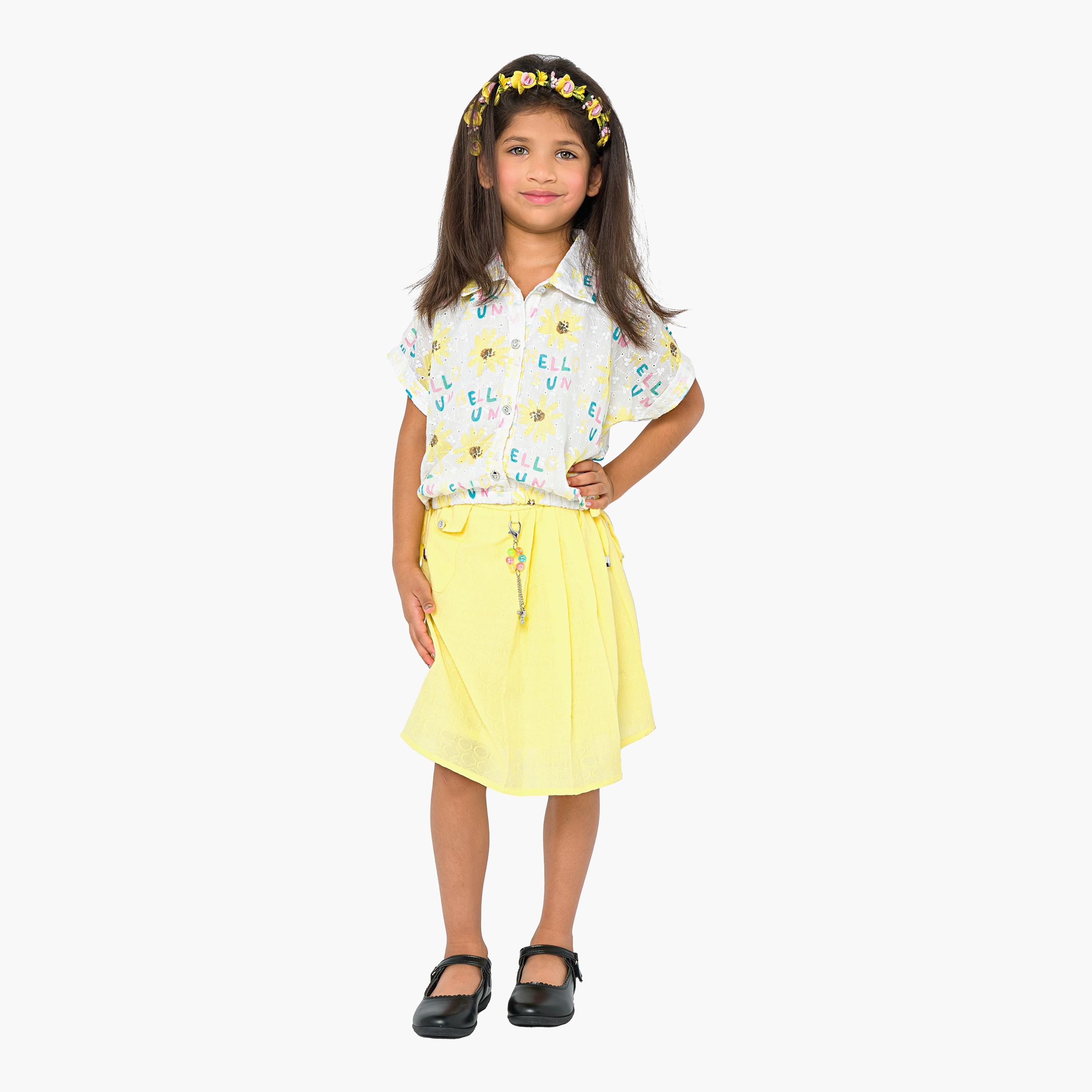 Babyqlo 2-Piece Printed Short Sleeves Shirt with Skirt-baby-girls-clothing-setsandcoords-image-1