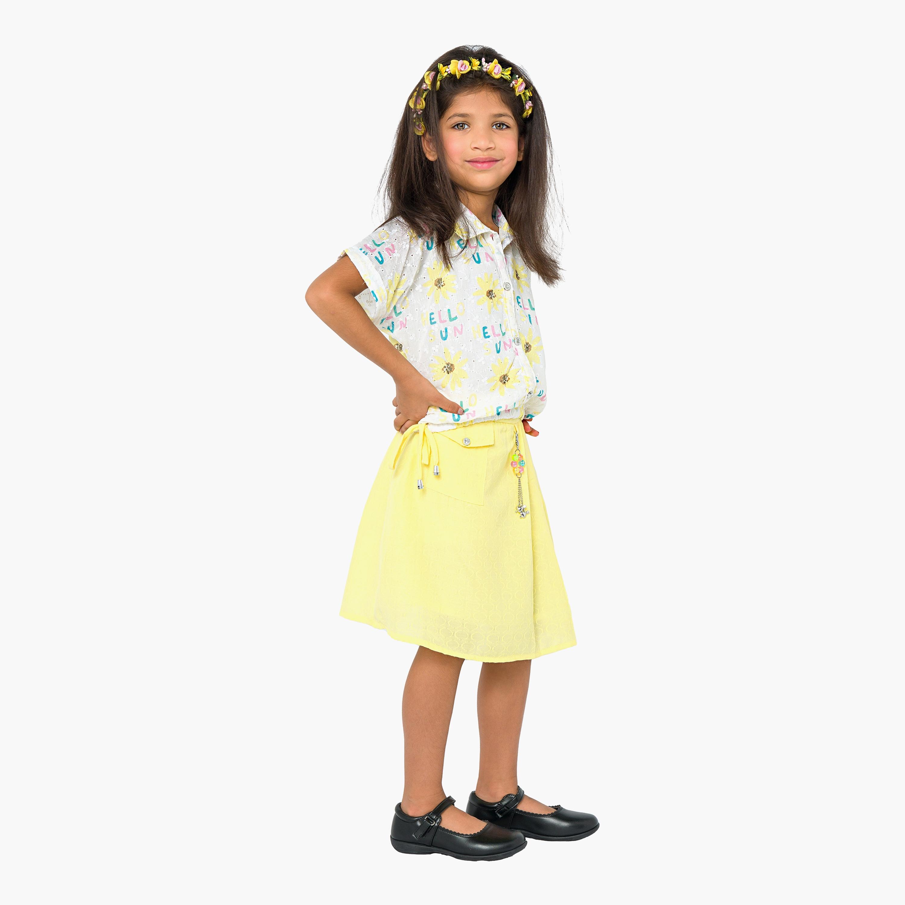 Babyqlo 2-Piece Printed Short Sleeves Shirt with Skirt-baby-girls-clothing-setsandcoords-image-3