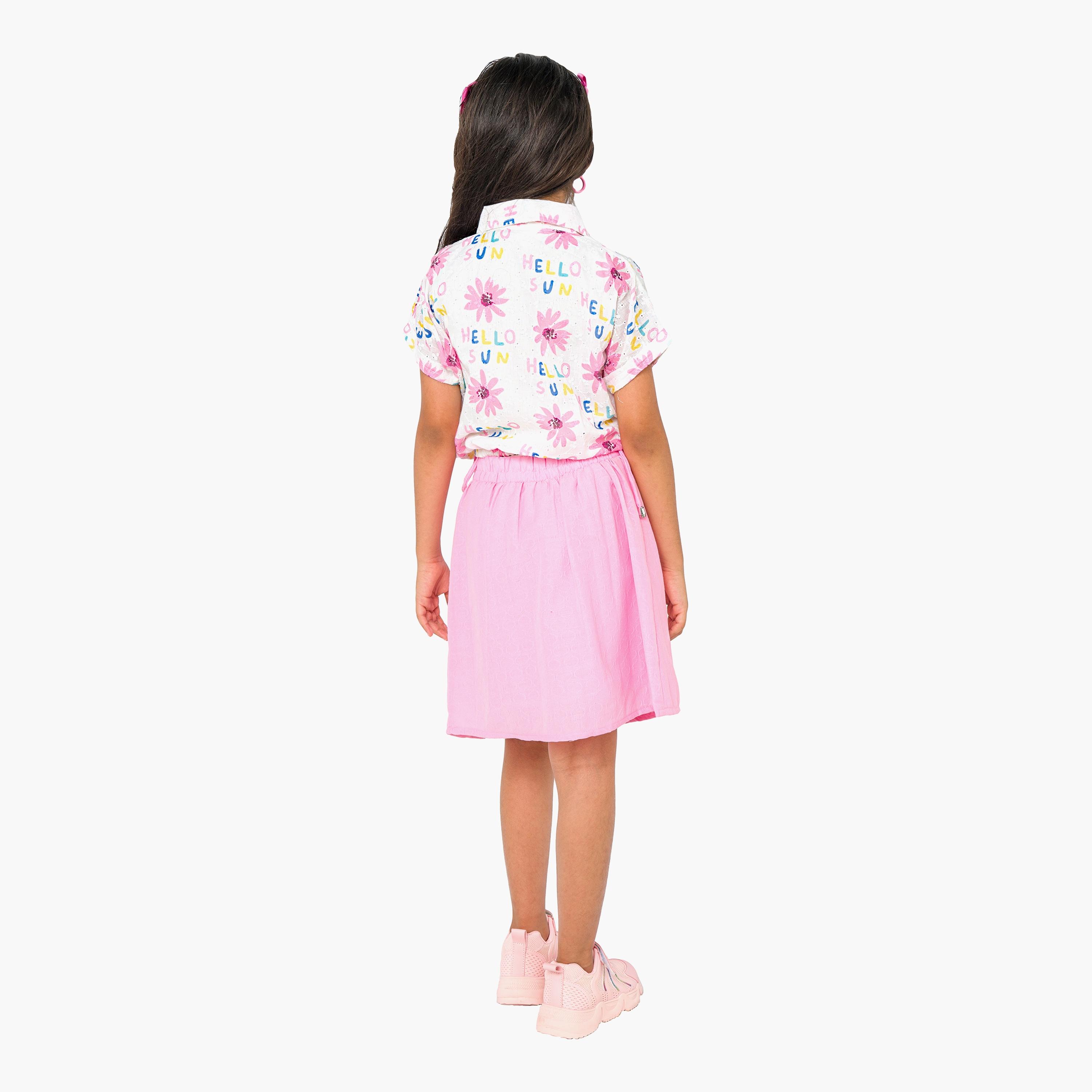 قميص مطبوع بأكمام قصيرة قطعتين مع تنورة من بيبيكلو-baby-girls-clothing-setsandcoords-image-2