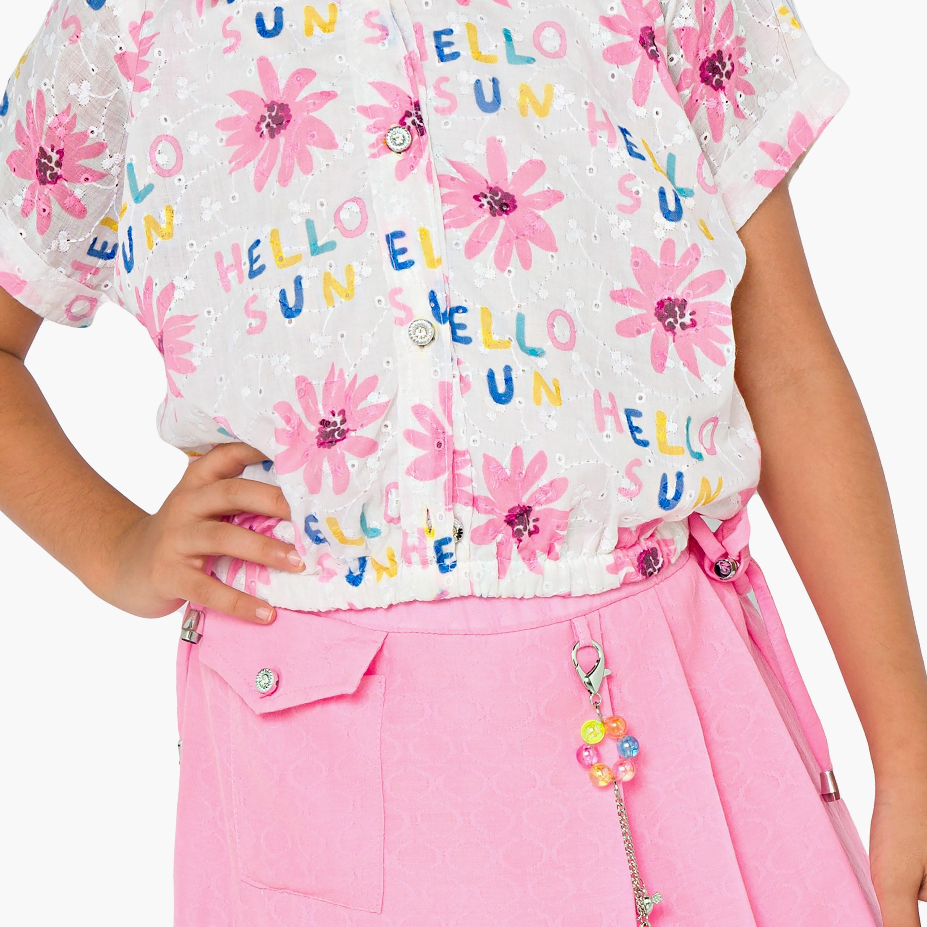 قميص مطبوع بأكمام قصيرة قطعتين مع تنورة من بيبيكلو-baby-girls-clothing-setsandcoords-image-5