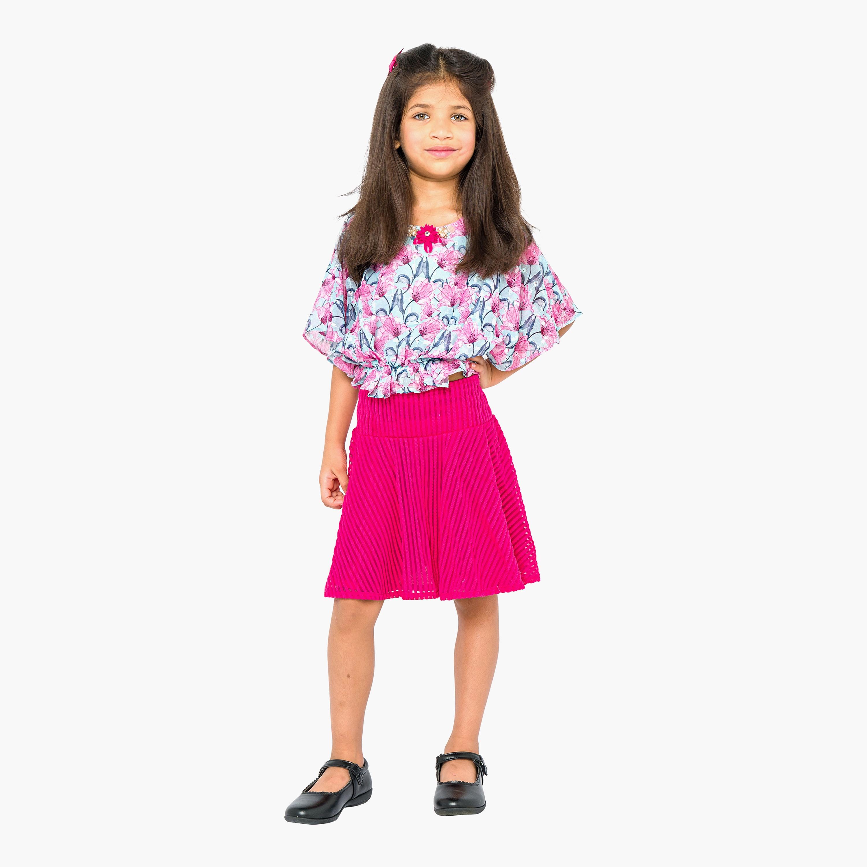 Babyqlo 2-Piece Printed Short Sleeves Top with Skirt-baby-girls-clothing-setsandcoords-image-1
