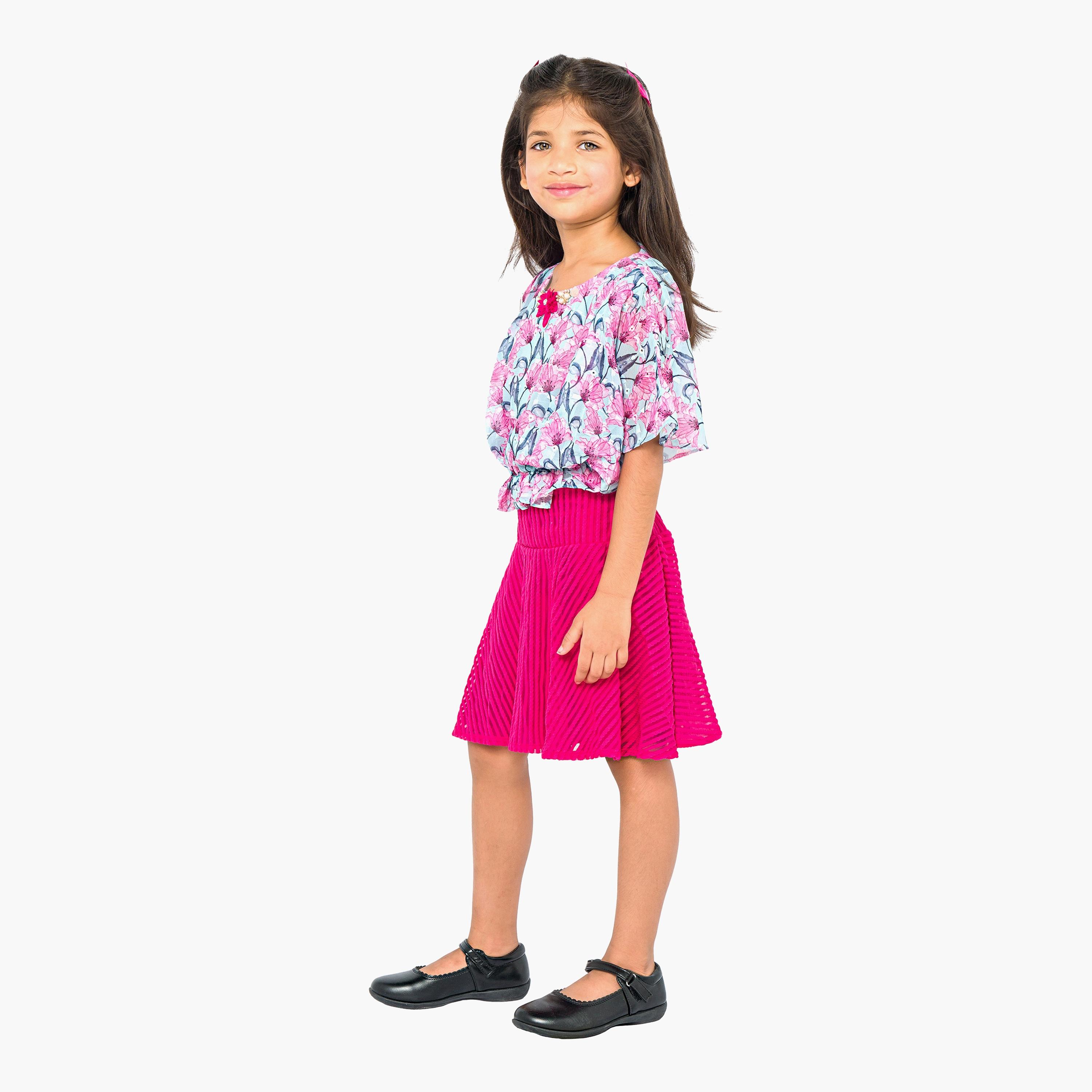 Babyqlo 2-Piece Printed Short Sleeves Top with Skirt-baby-girls-clothing-setsandcoords-image-4