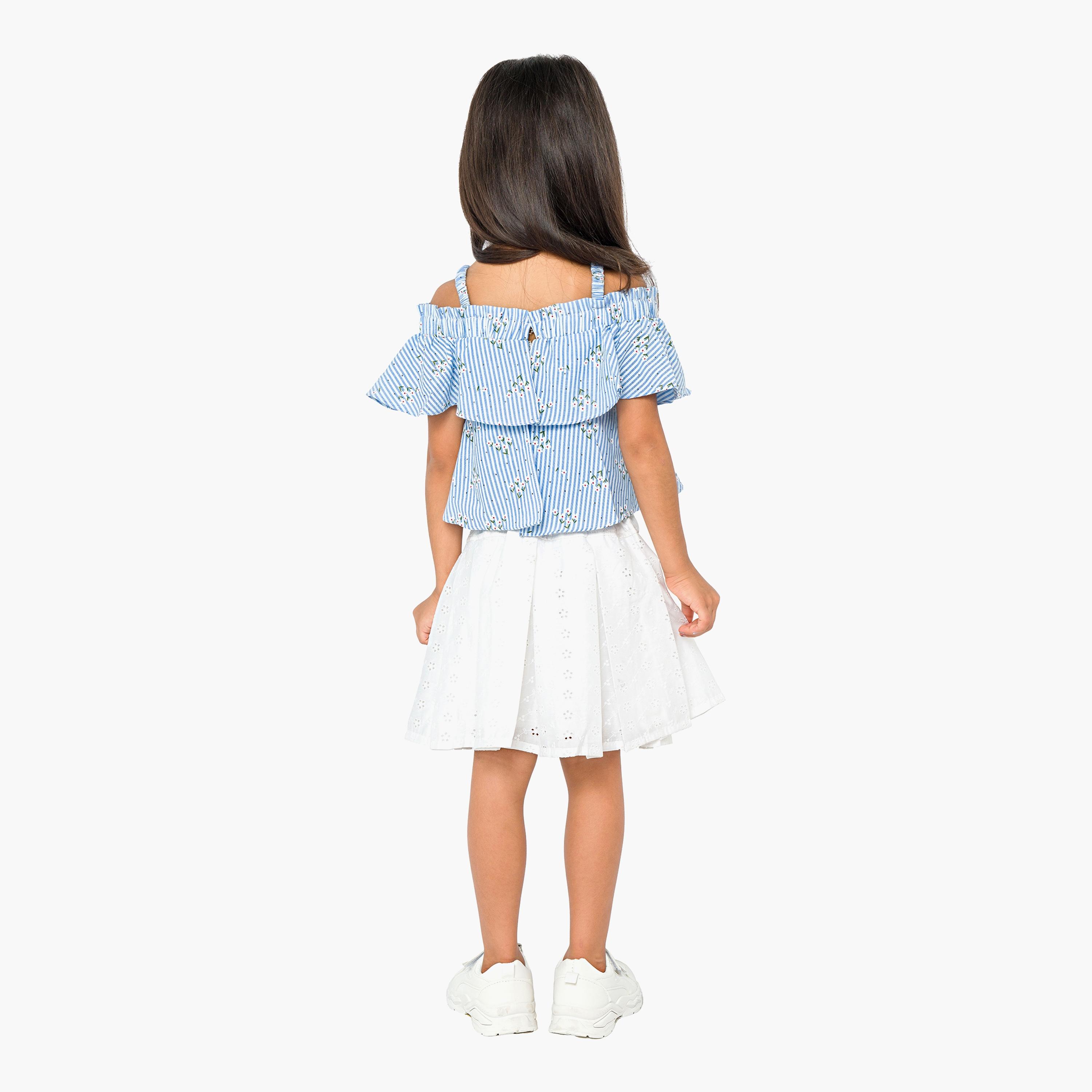 بلوزة مطبوعة بأكمام قصيرة قطعتين مع تنورة من بيبيكلو-baby-girls-clothing-setsandcoords-image-2