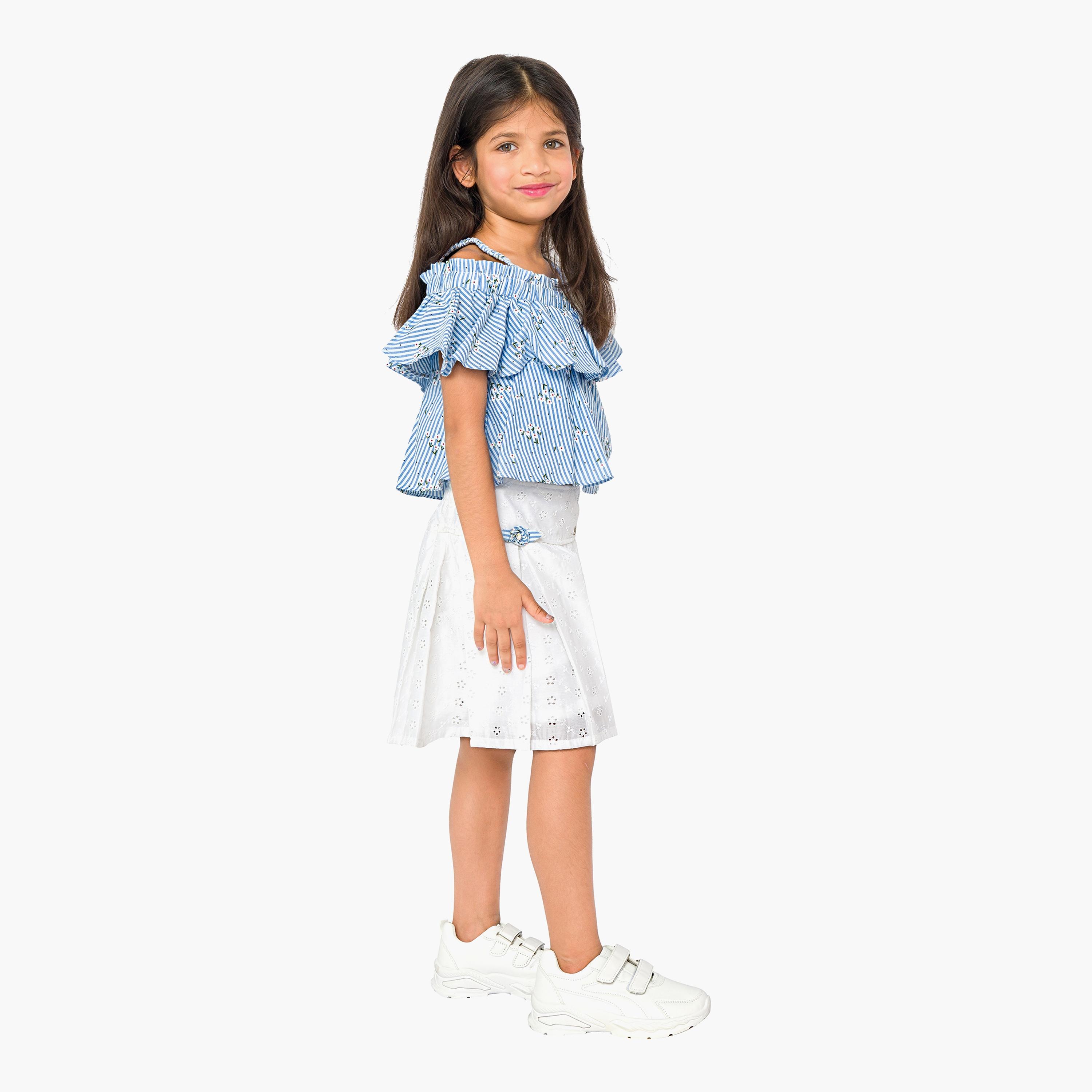 بلوزة مطبوعة بأكمام قصيرة قطعتين مع تنورة من بيبيكلو-baby-girls-clothing-setsandcoords-image-3