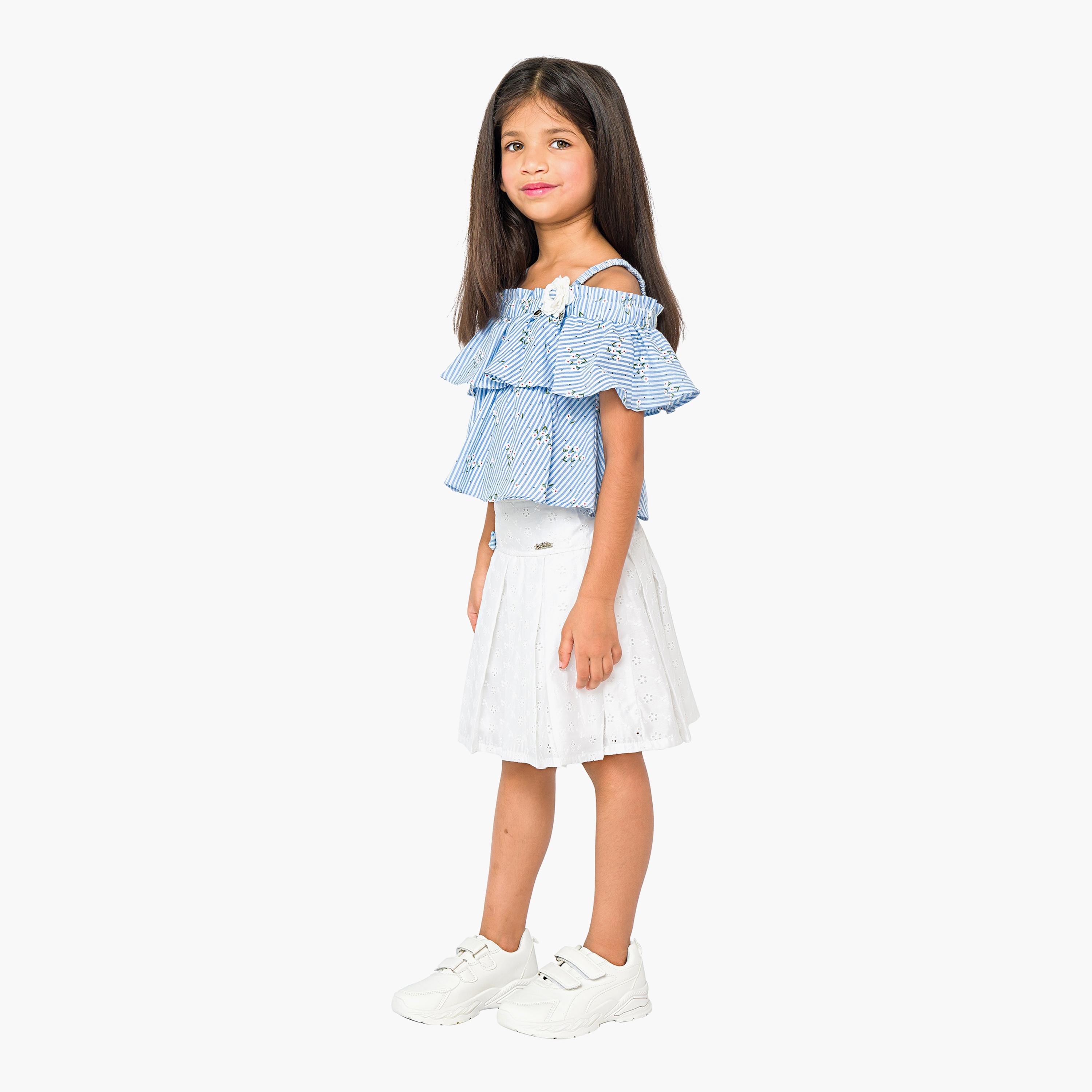بلوزة مطبوعة بأكمام قصيرة قطعتين مع تنورة من بيبيكلو-baby-girls-clothing-setsandcoords-image-4