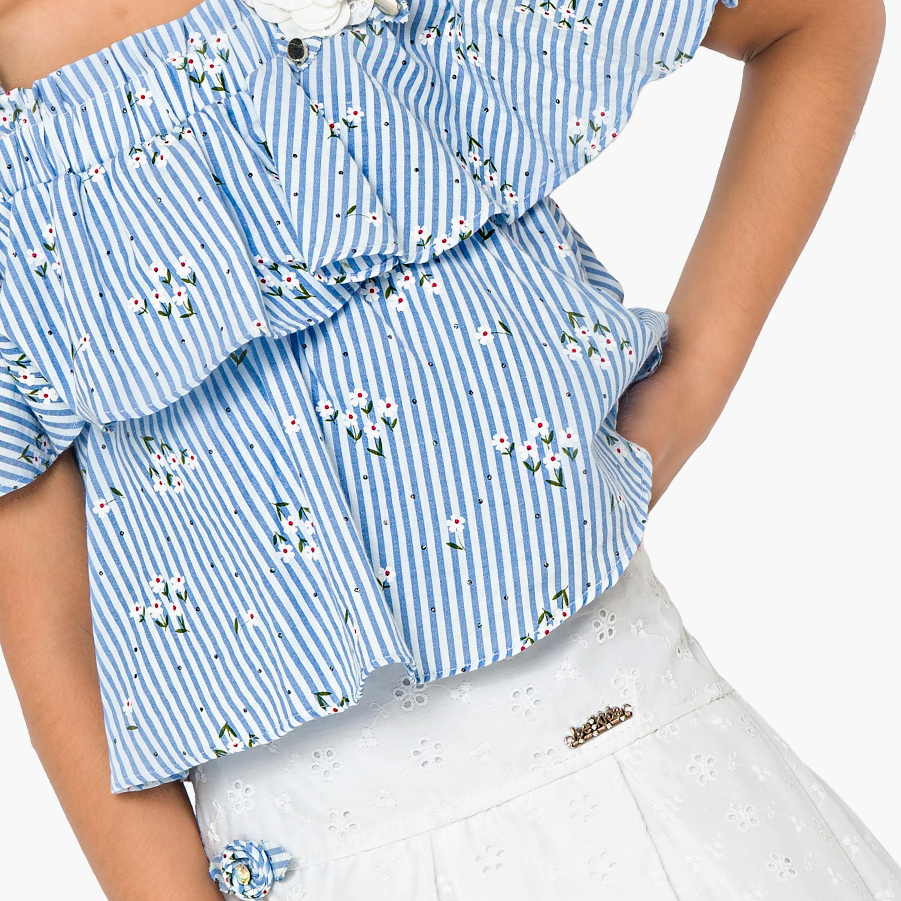 بلوزة مطبوعة بأكمام قصيرة قطعتين مع تنورة من بيبيكلو-baby-girls-clothing-setsandcoords-image-5