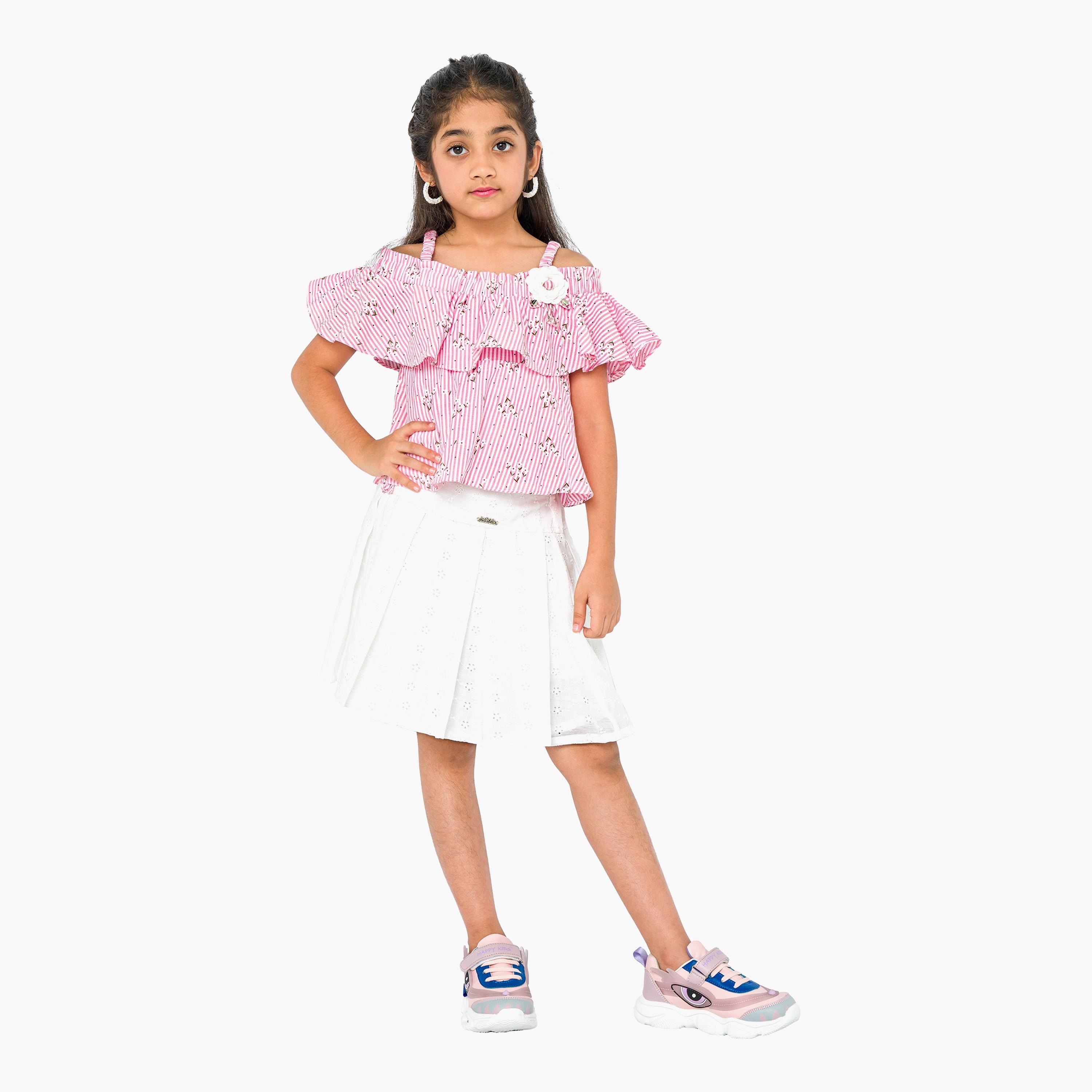 Babyqlo 2-Piece Printed Short Sleeves Top with Skirt-girls-clothing-setsandcoords-image-1