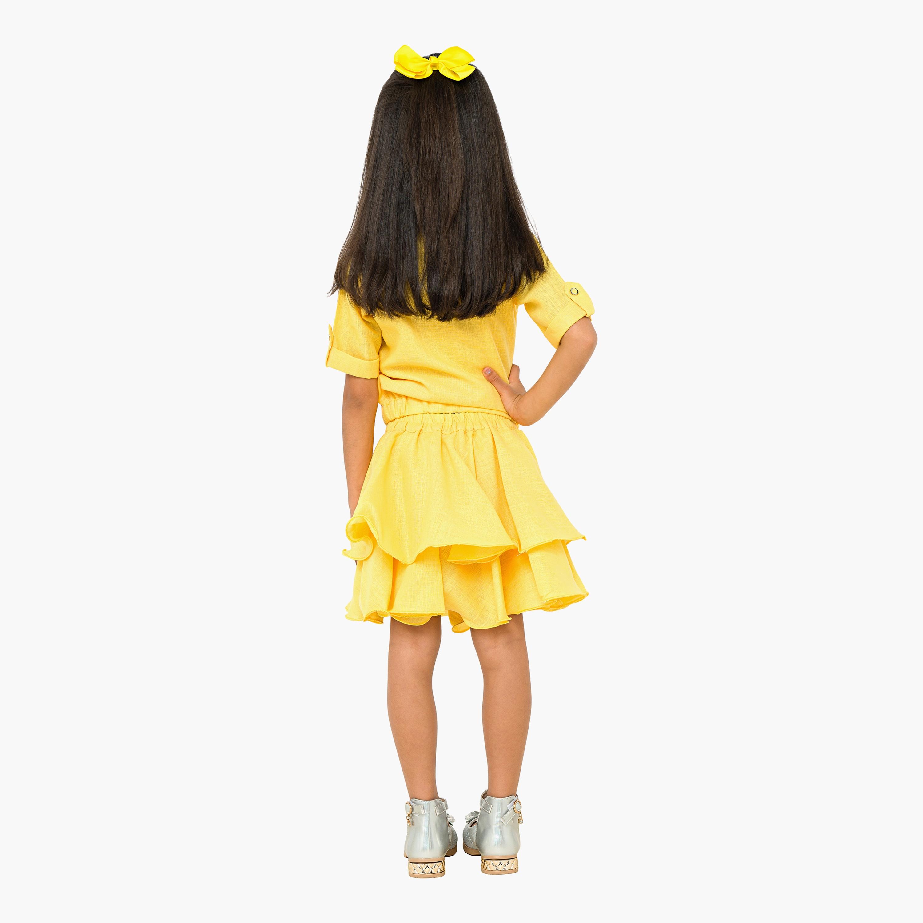 Babyqlo 3-Piece Solid Short Sleeves Shirt, Skirt with Shorts-baby-girls-clothing-setsandcoords-image-2