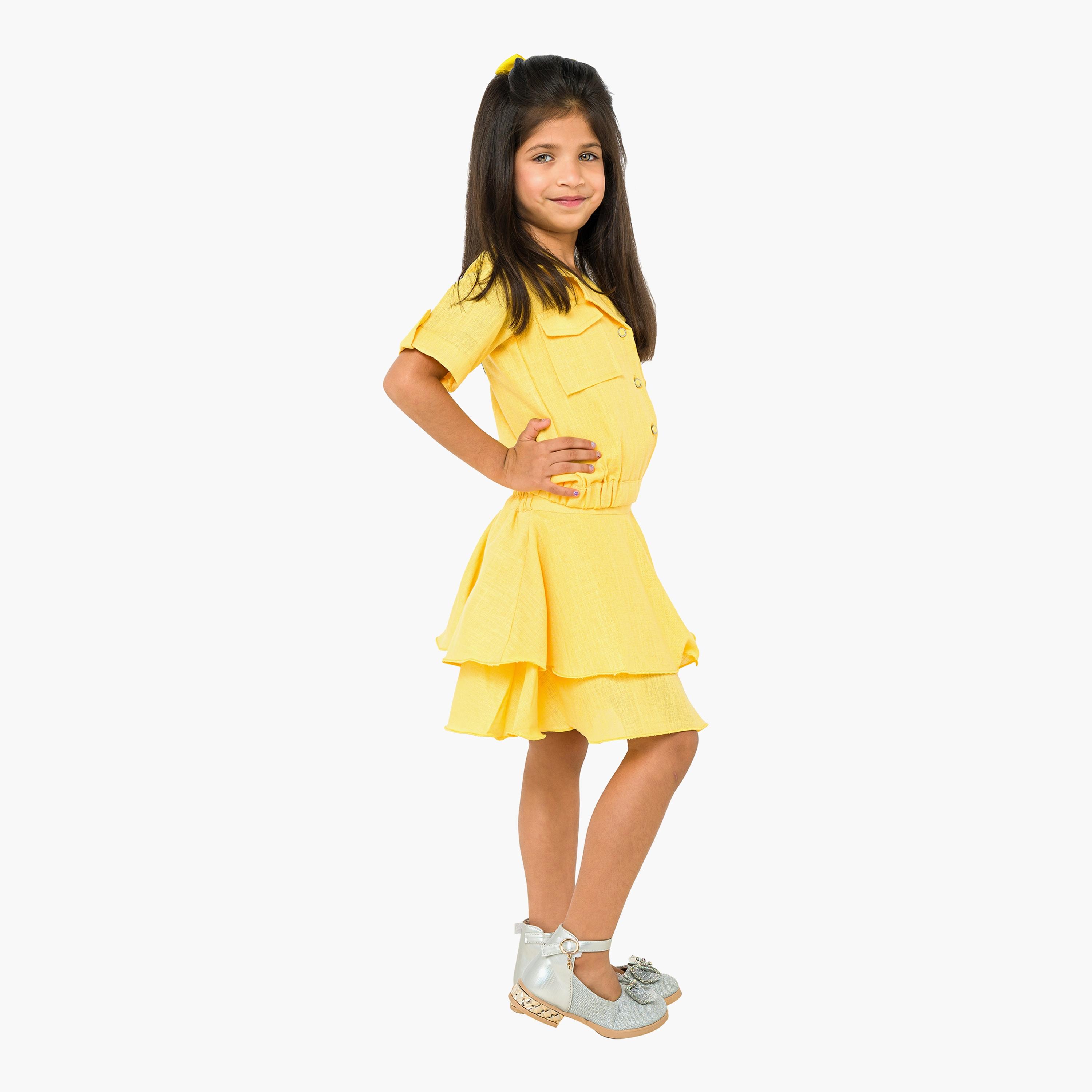 Babyqlo 3-Piece Solid Short Sleeves Shirt, Skirt with Shorts-baby-girls-clothing-setsandcoords-image-3