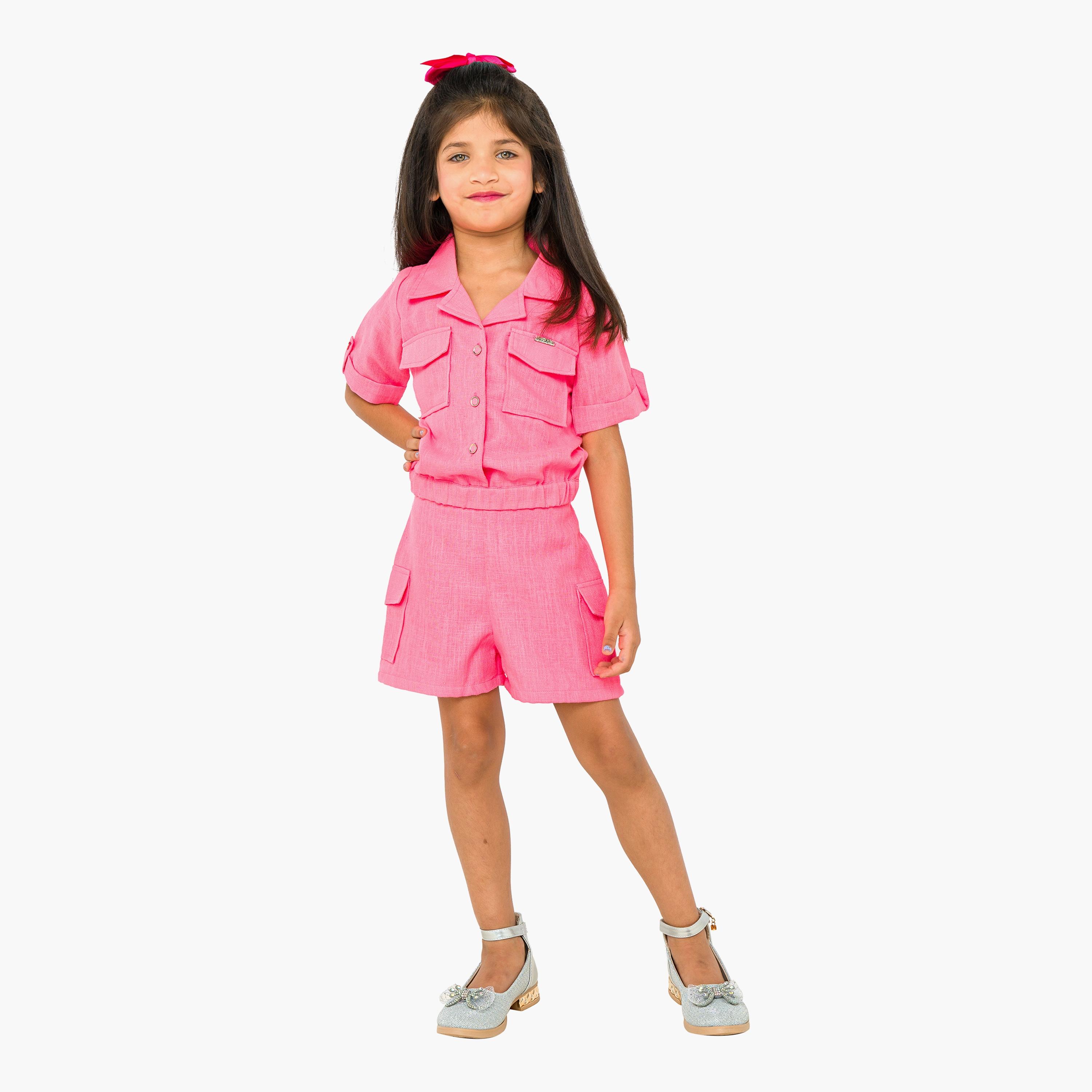 قميص بأكمام قصيرة وتنورة وشورت 3 قطع من بيبيكلو-baby-girls-clothing-setsandcoords-image-1